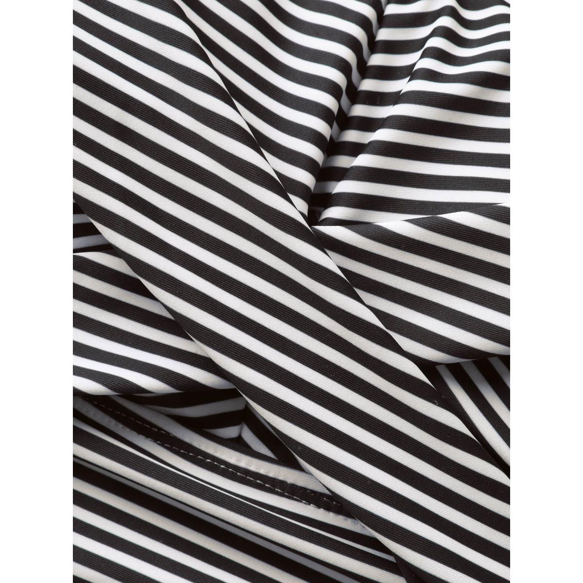 Plus Size Striped Twist Front One-Piece Swimsuit Women's Swimwear Black Beach Twist Curve Bathing Suits High stretch One Pieces BloomChic 18-20/2X Product Image