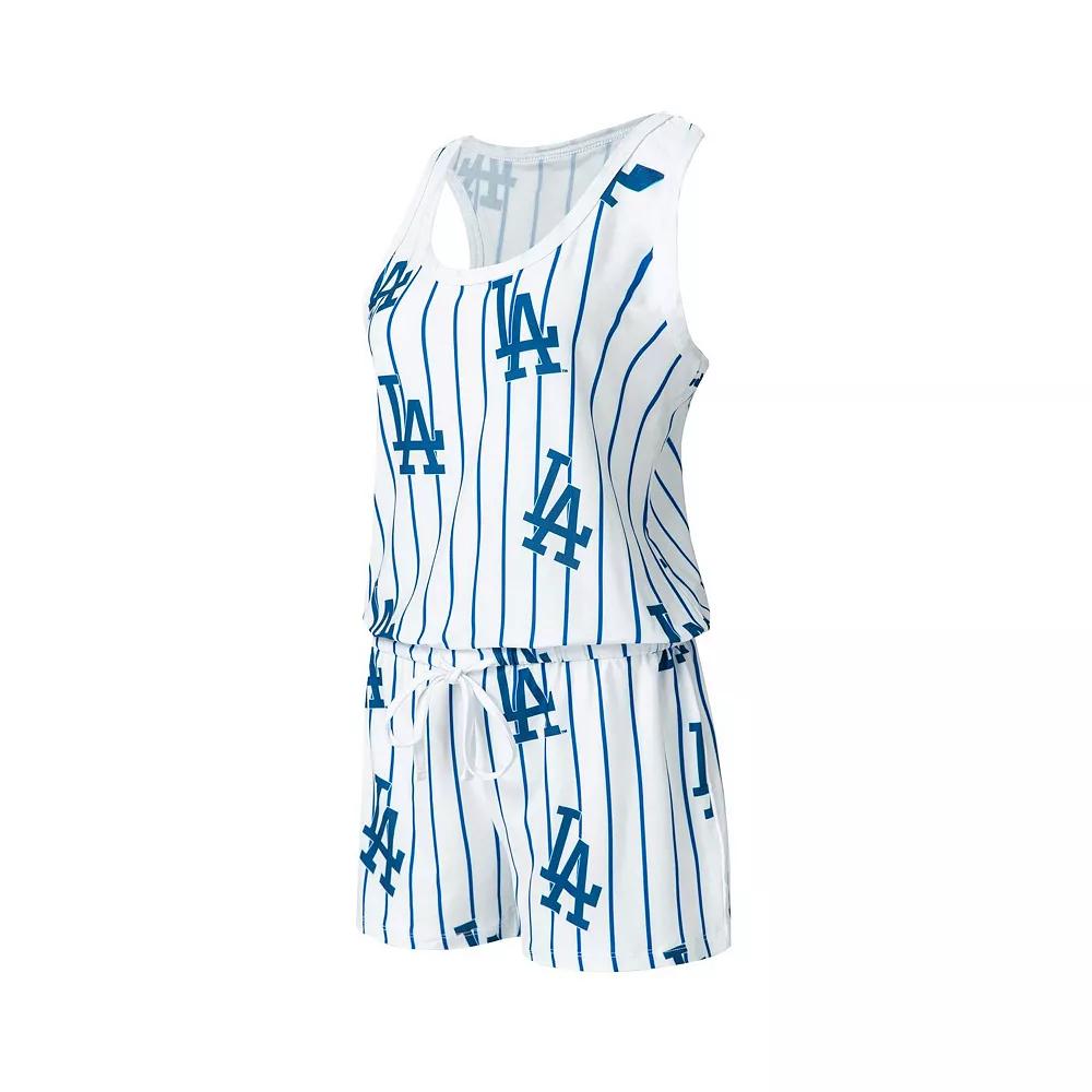 Women's Concepts Sport White Los Angeles Dodgers Reel Pinstripe Knit Romper, Size: Small Product Image