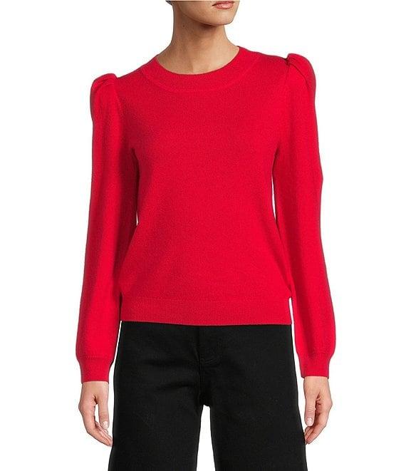 Antonio Melani Lisa Puff Sleeve Crew Neck Cashmere Sweater Product Image