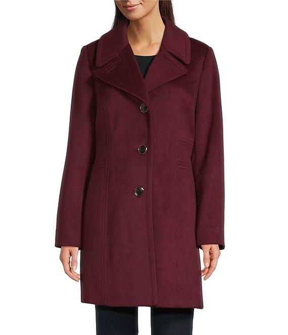 MICHAEL Michael Kors Wool Blend Notch Lapel Button Front Peacoat Product Image