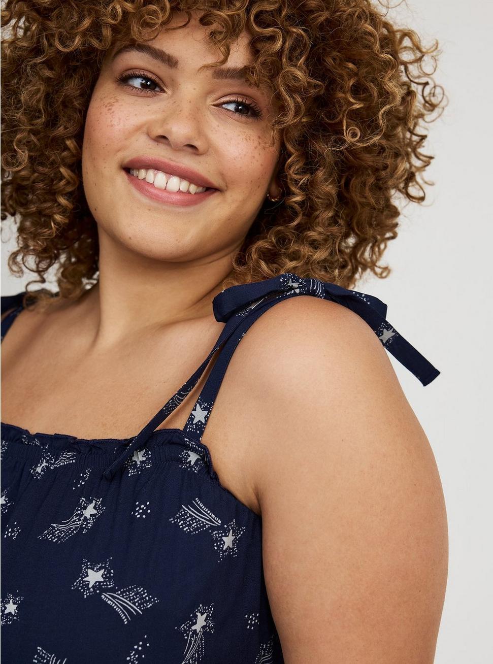 Stretch Challis Tie Strap Romper Product Image