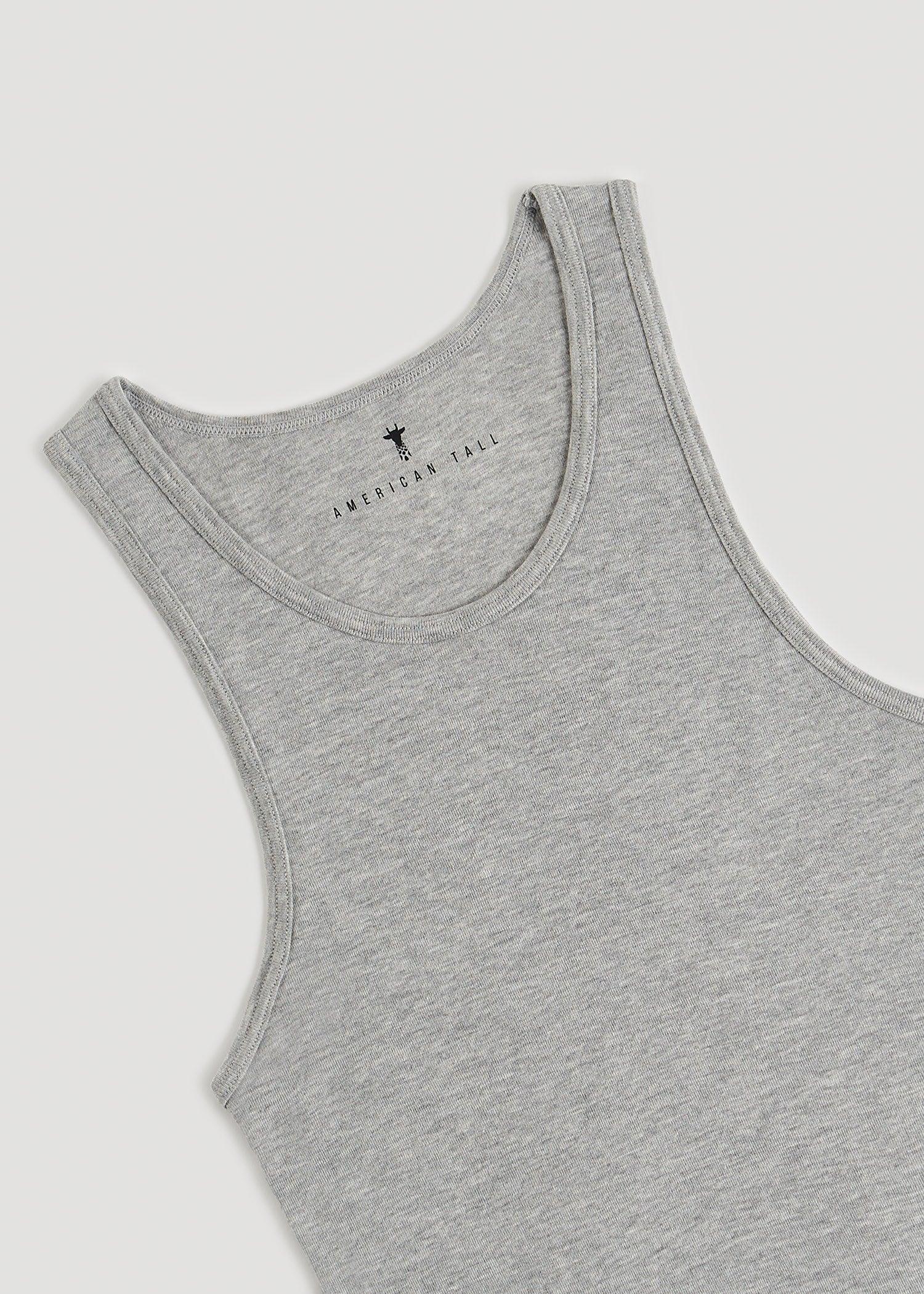 Ribbed Undershirt Tank Top for Tall Men in Grey Mix Male Product Image