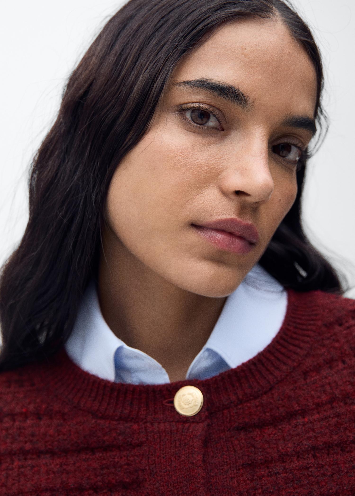 Knitted jacket with openwork details - Women | MANGO USA Product Image