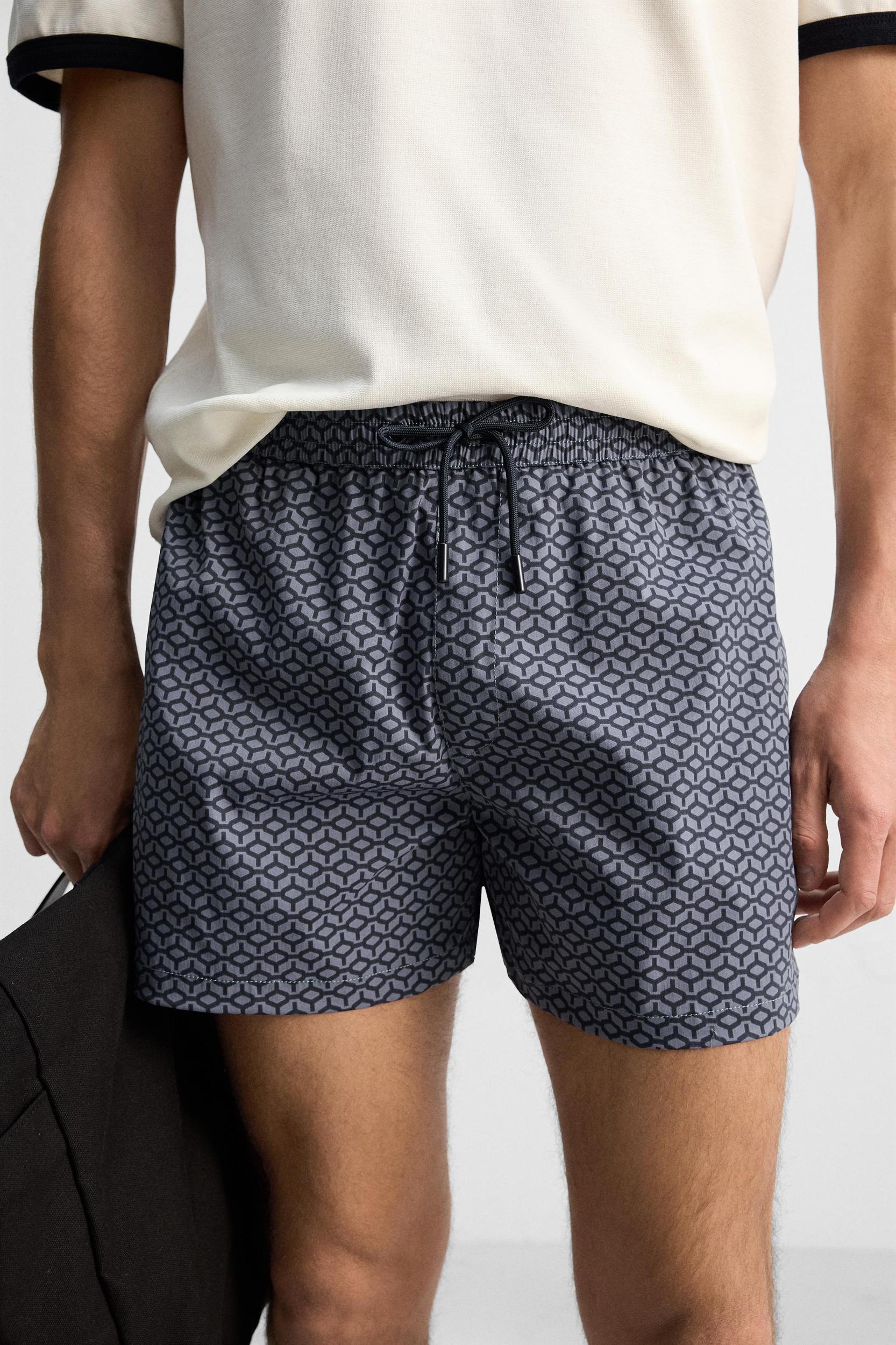 GEOMETRIC PRINT SHORT SWIMMING TRUNKS Product Image