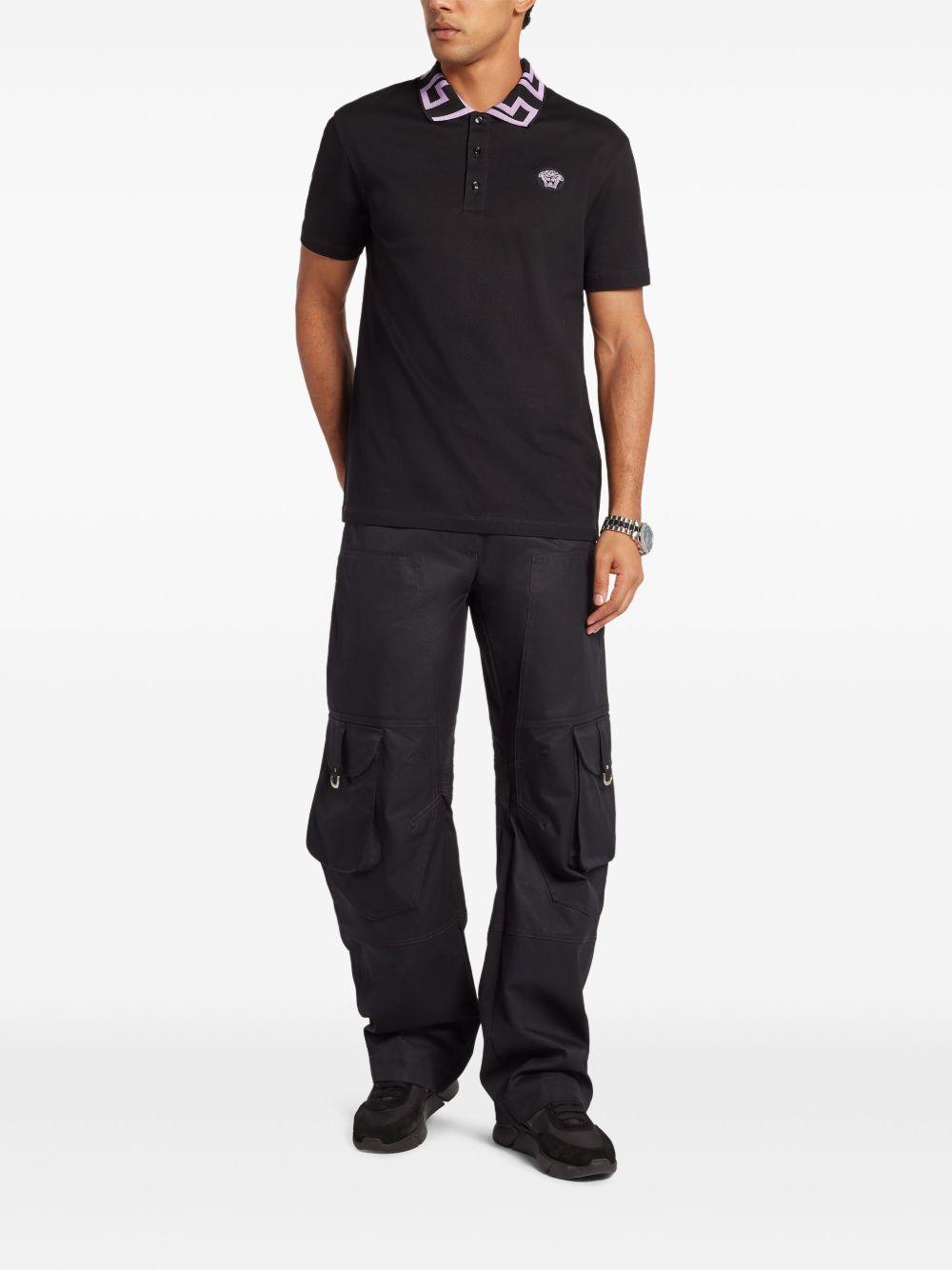 Medusa-embroidered polo shirt Product Image