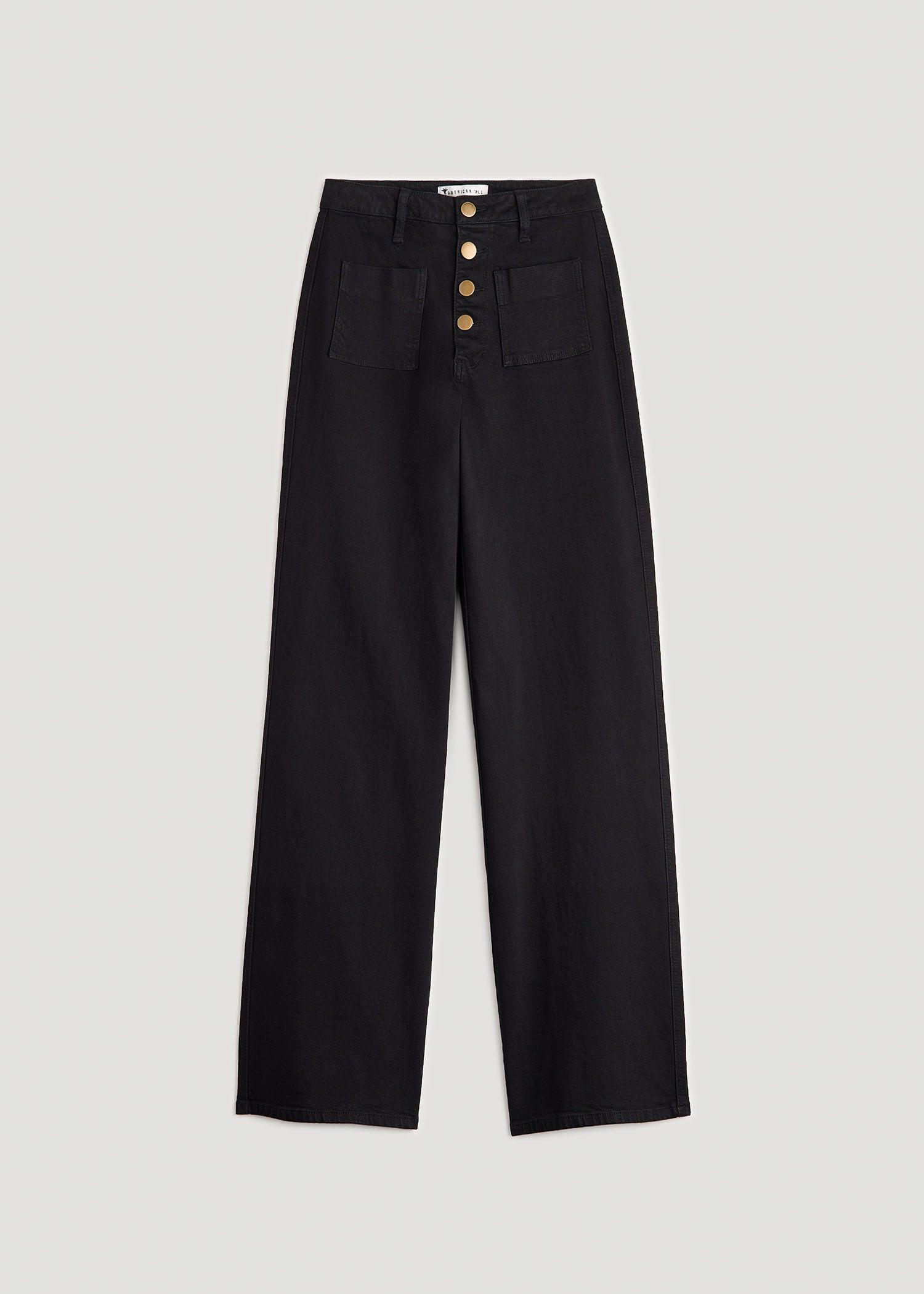 Stevie Wide Leg Patch Pocket Jeans for Tall Women in Black Female Product Image