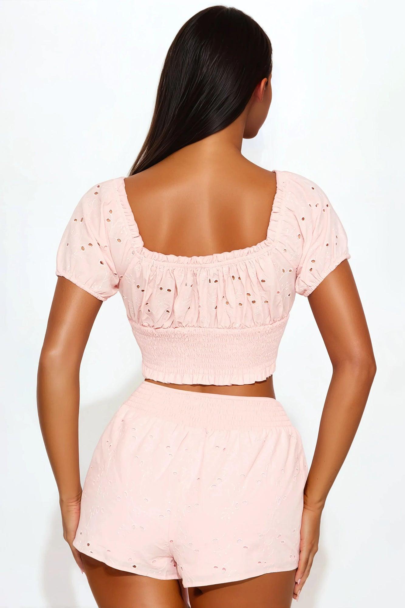 Very Cutesy Eyelet Short Set - Blush Product Image