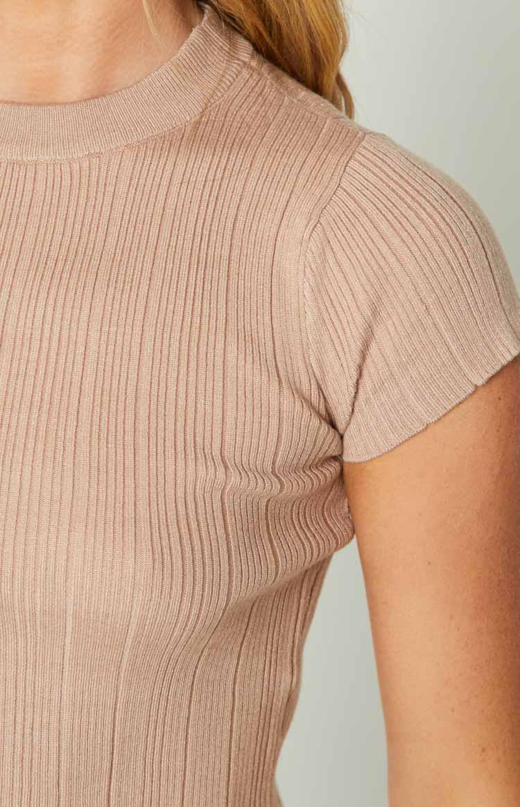 Shelbs Mocha Rib Knit Tee Product Image