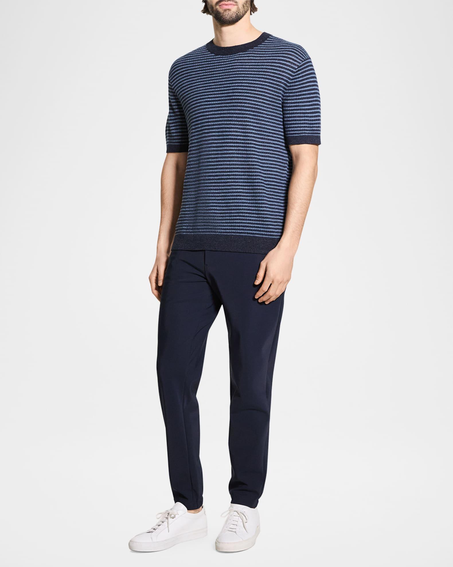 Men's Stripe Knit Short-Sleeve Crewneck Sweater Product Image