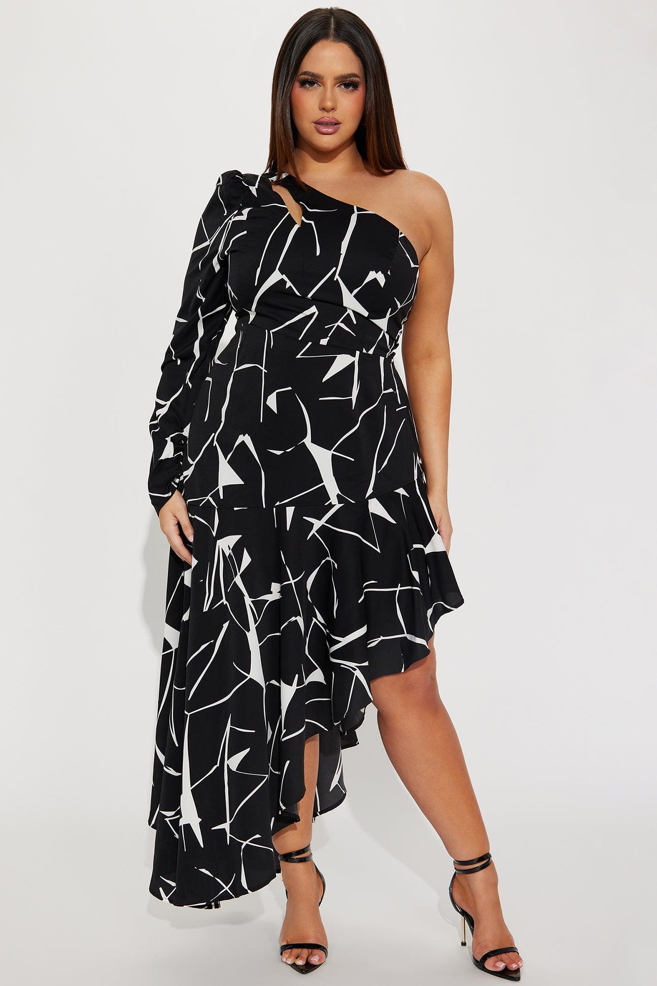 Briella One Shoulder Maxi Dress - Black Product Image