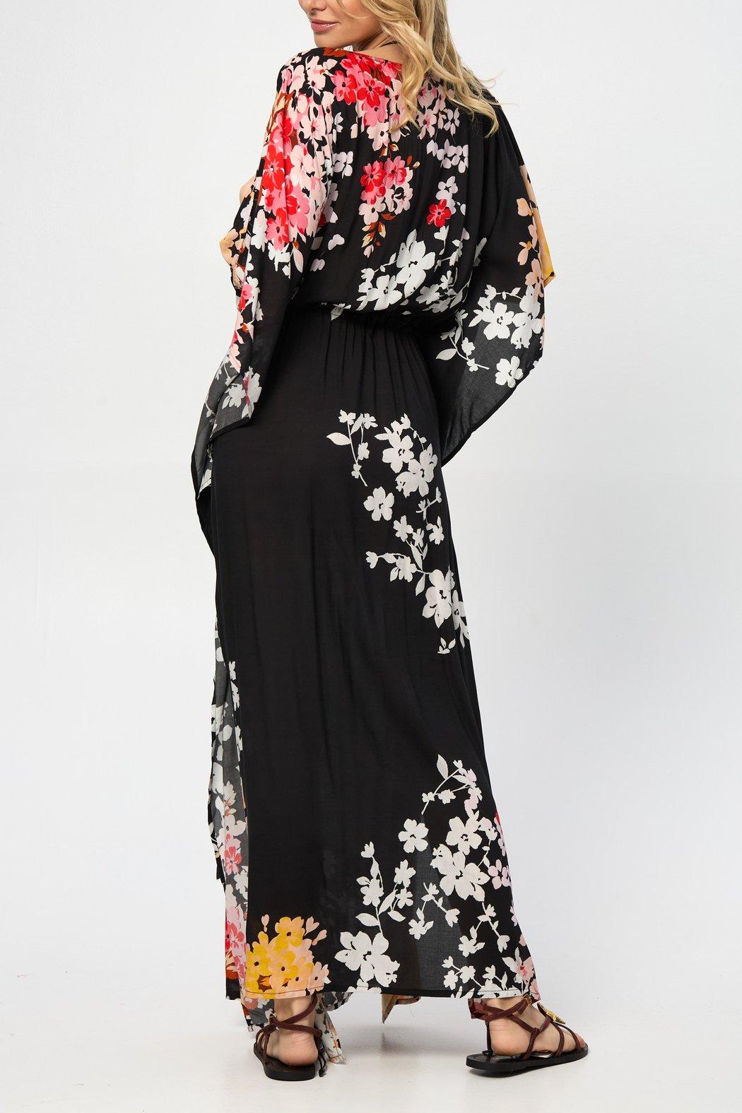 Multicolored Fiore Tie Waist Keyhole Kaftan Product Image