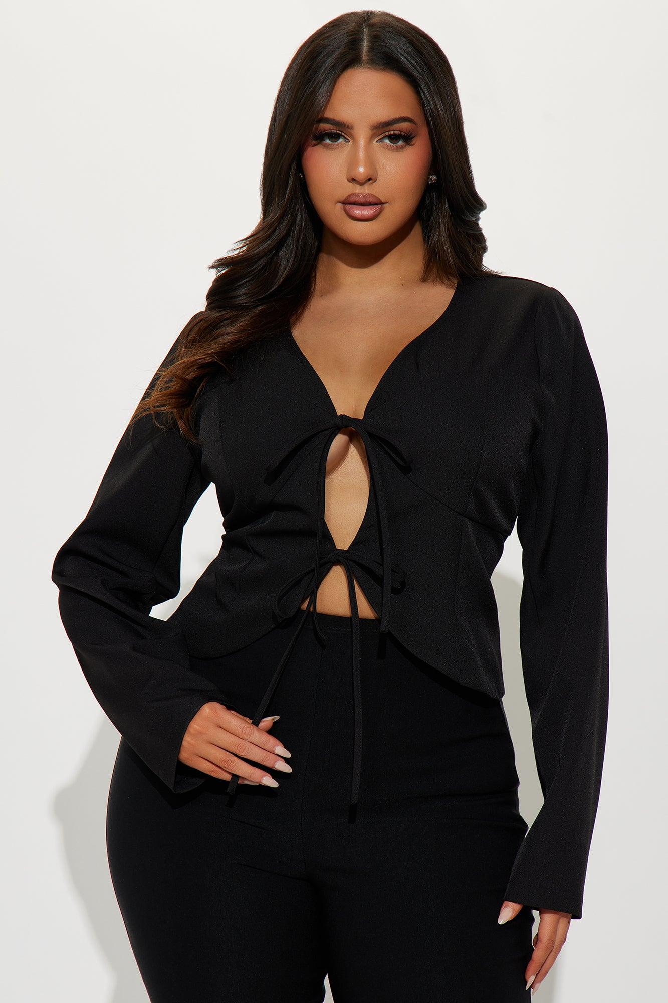 Kataya Tie Front Top - Black Product Image