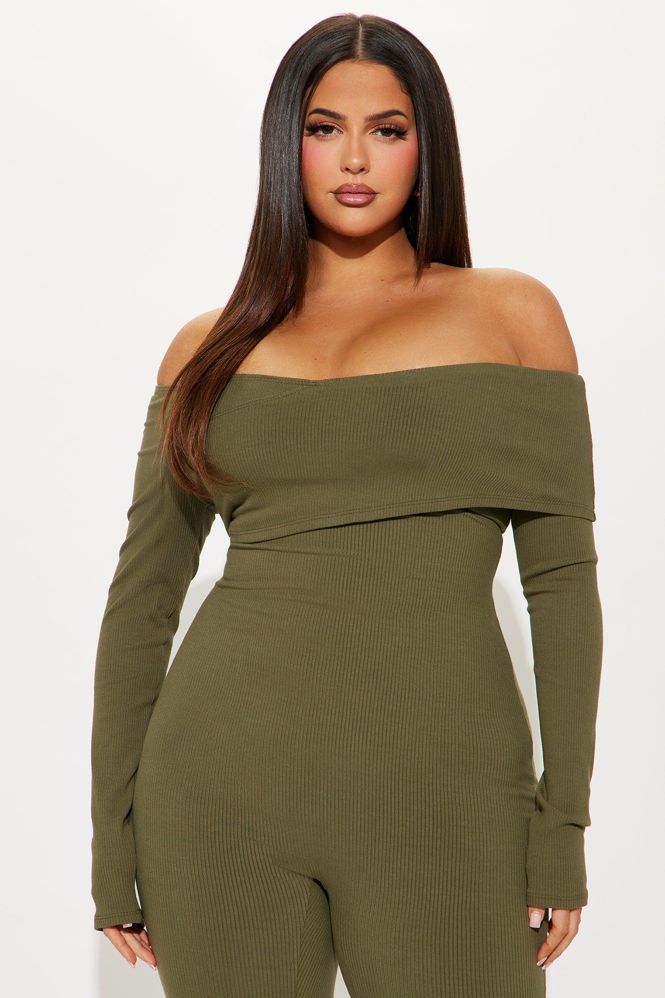 Clarisse Ribbed Jumpsuit - Olive Product Image