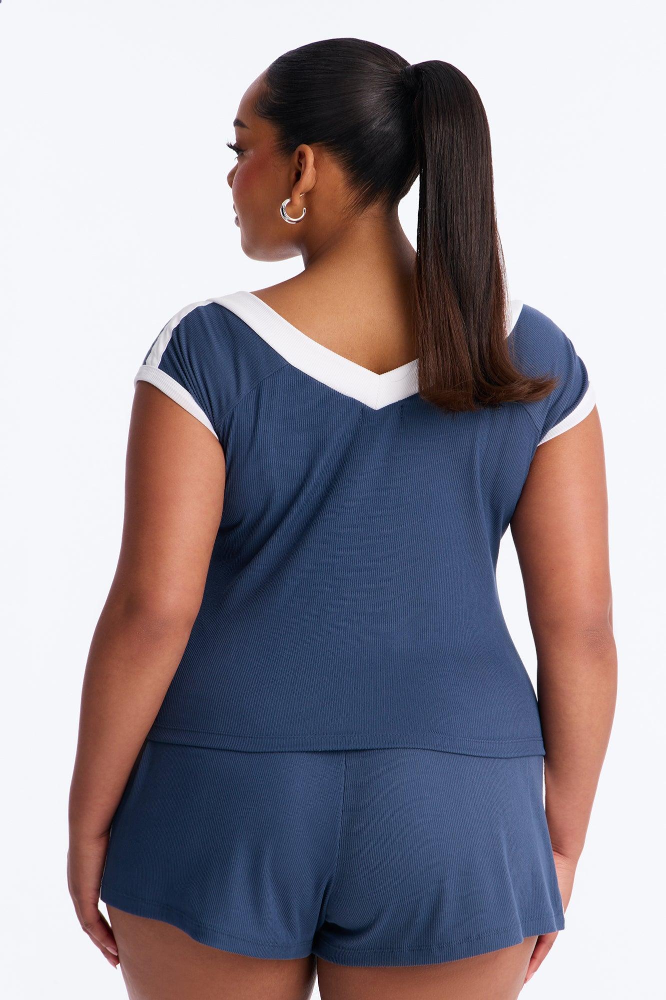 London Is Calling Ribbed Short Set - Navy Female Product Image