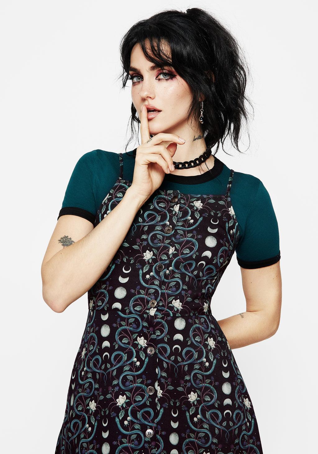 Pythia Button Up Mini Apron Dress Product Image