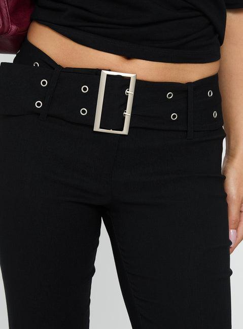 Kortnee Eyelet Detail Flare Leg Pants Black Product Image