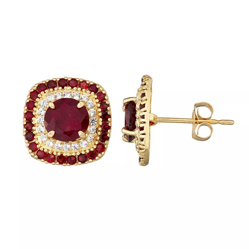 Designs by Gioelli 10K Gold Genuine Garnet Earrings, Women's, Size: 18", Red Product Image