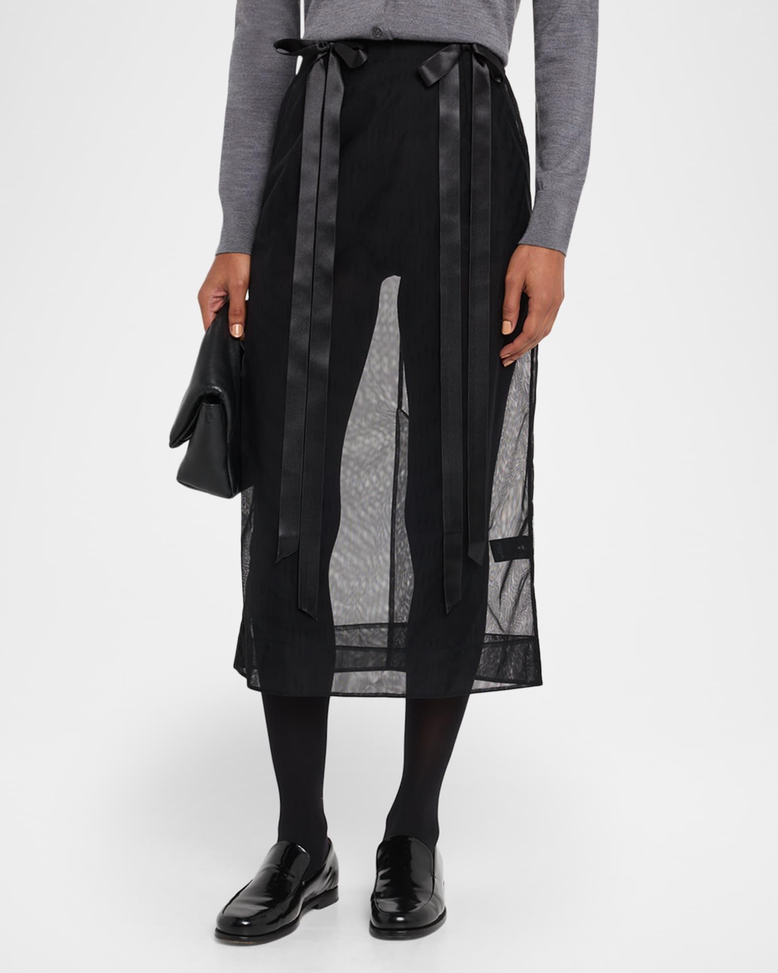 Ribbon Bow Sheer Pencil Skirt Product Image