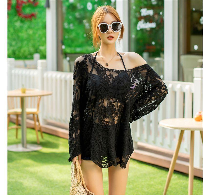 Halter Bikini Top / Swim Skirt / Cover-Up Jacket / Set Product Image