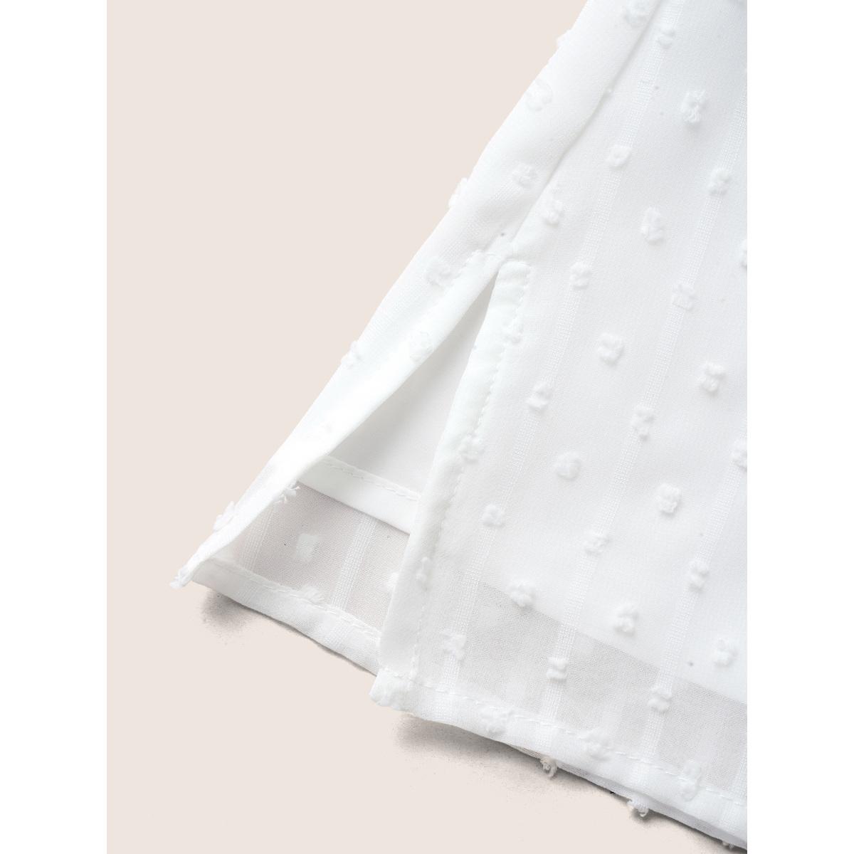 Plus Size Ivory Plain Textured Chiffon Ruffle Cap Sleeve Blouse Women Elegant Cap Sleeve V-neck Everyday Blouses BloomChic 18-20/2X Product Image