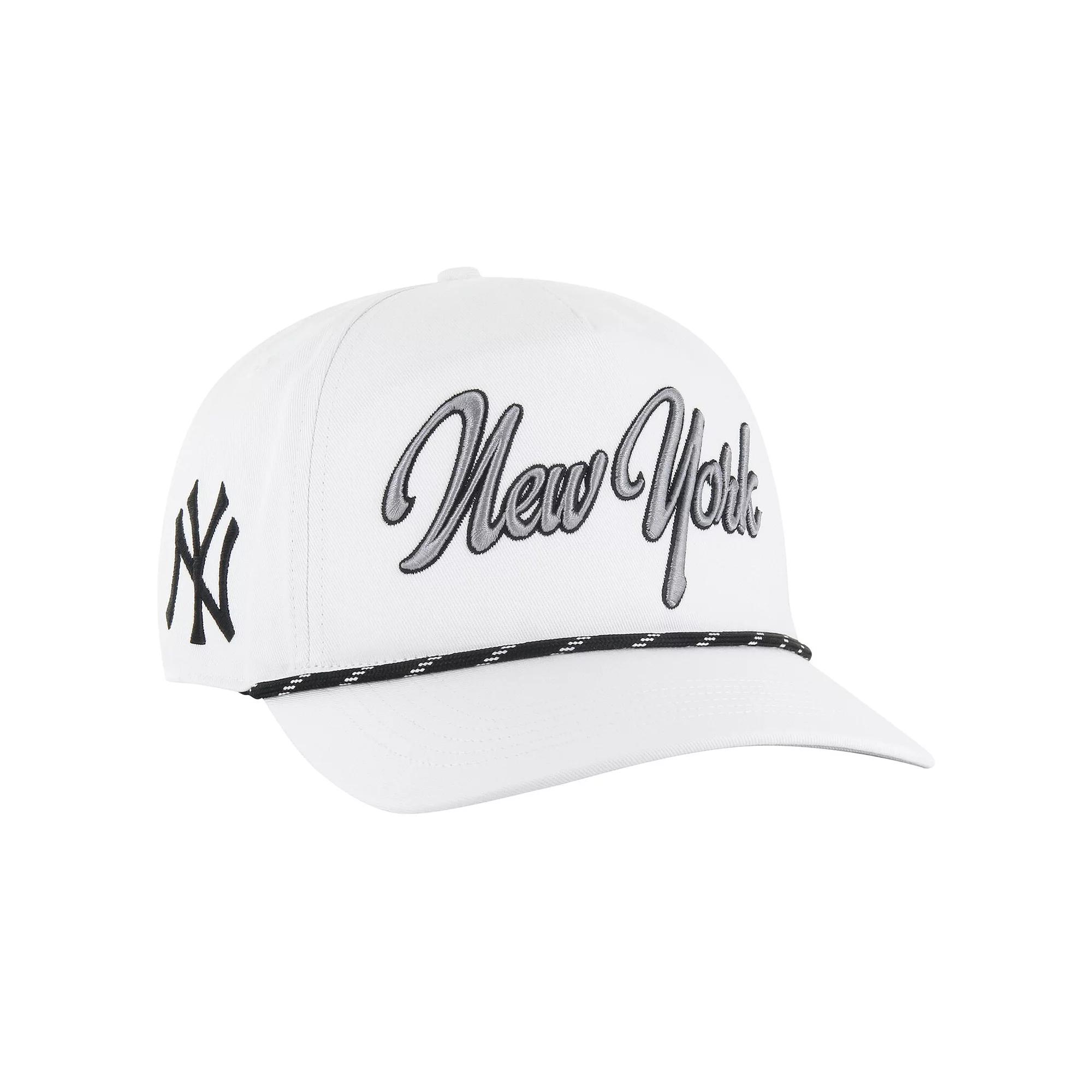 Men's '47 White New York Yankees Overhand Speckle Hitch Rope Adjustable Hat Product Image