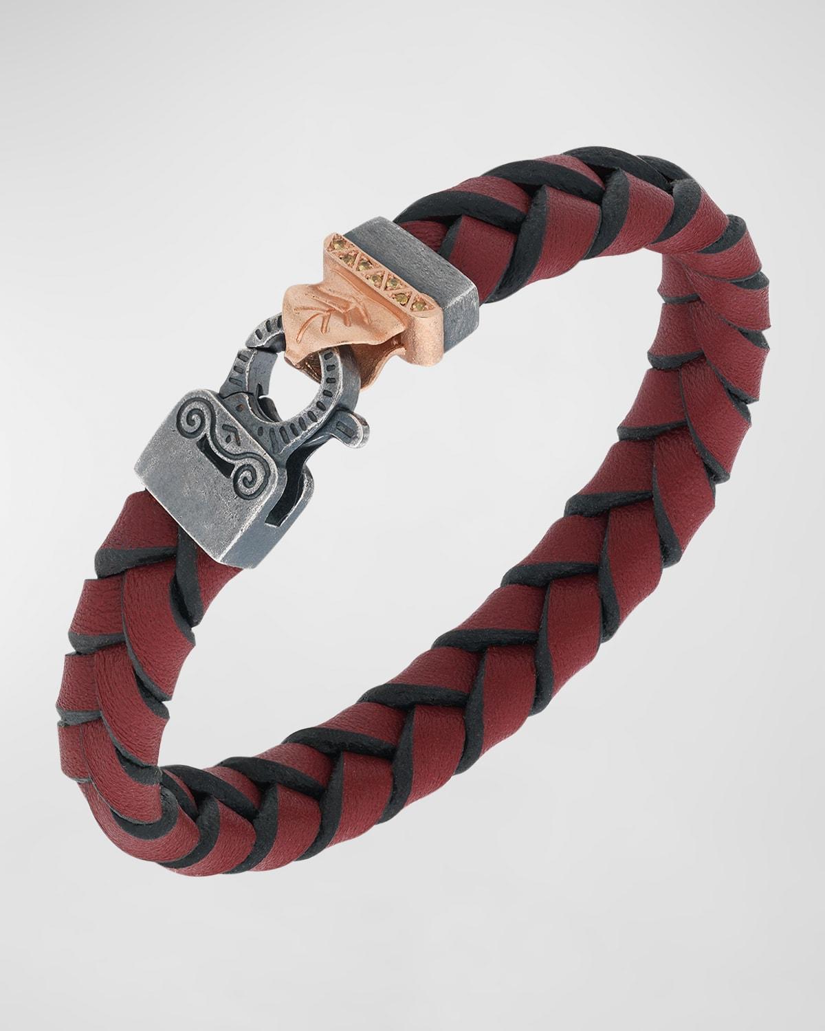 Mens Flaming Tongue Wide Leather Bracelet Product Image