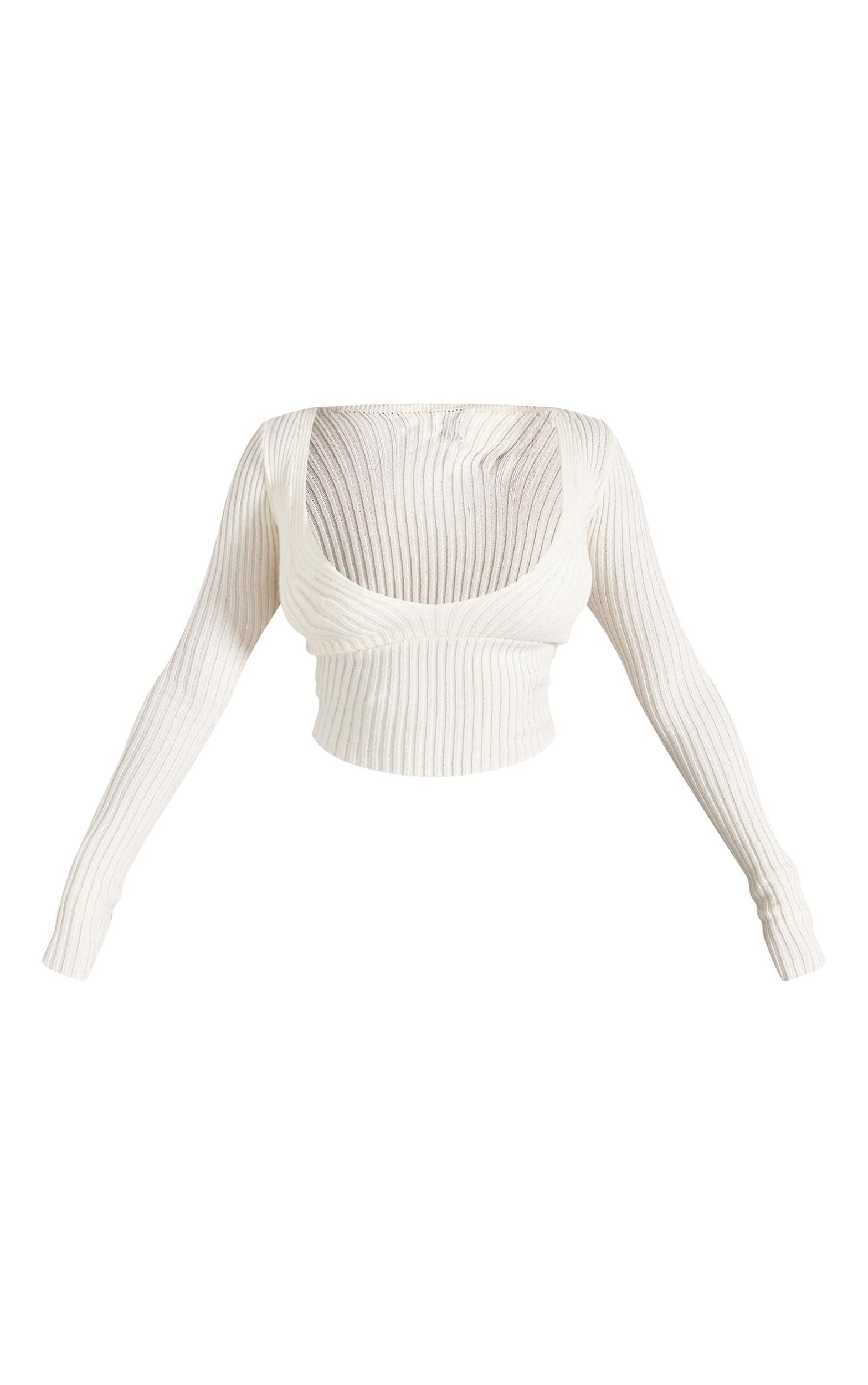 Shape Cream Layered Look Ribbed Top Product Image