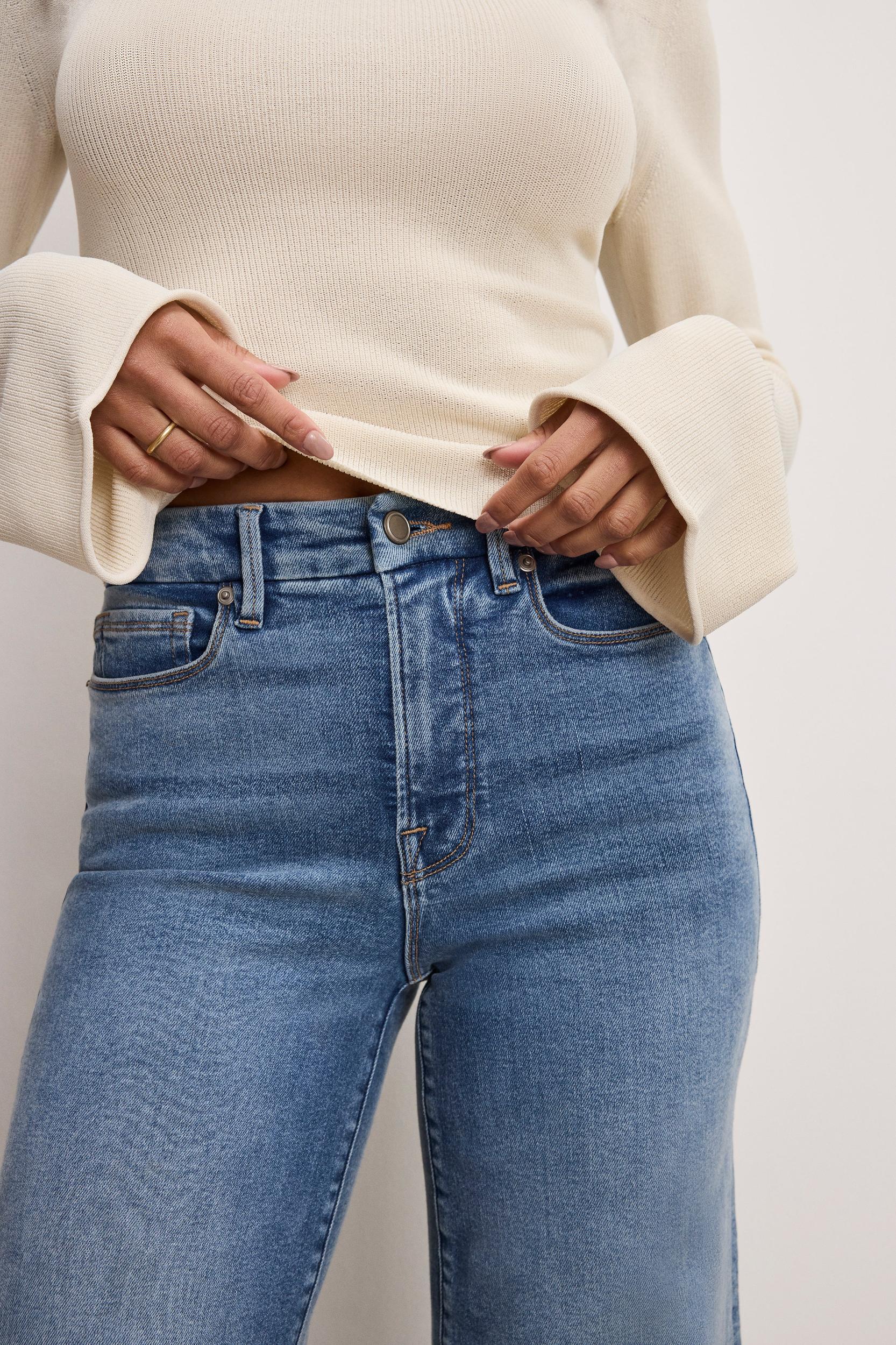 GOOD WAIST PALAZZO COMPRESSION JEANS | INDIGO837 Product Image