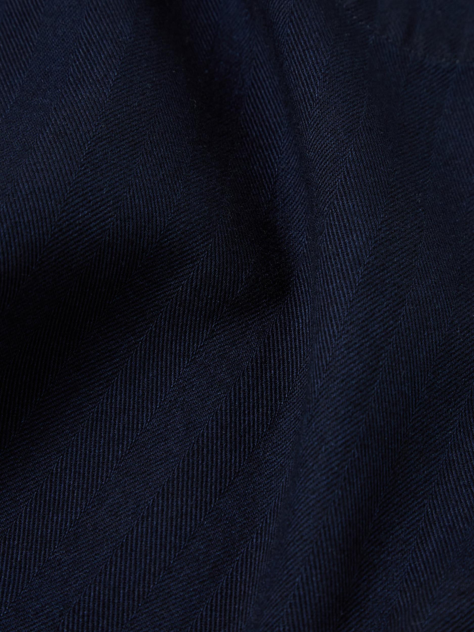 Indigo Herringbone Denim Simple Short Product Image