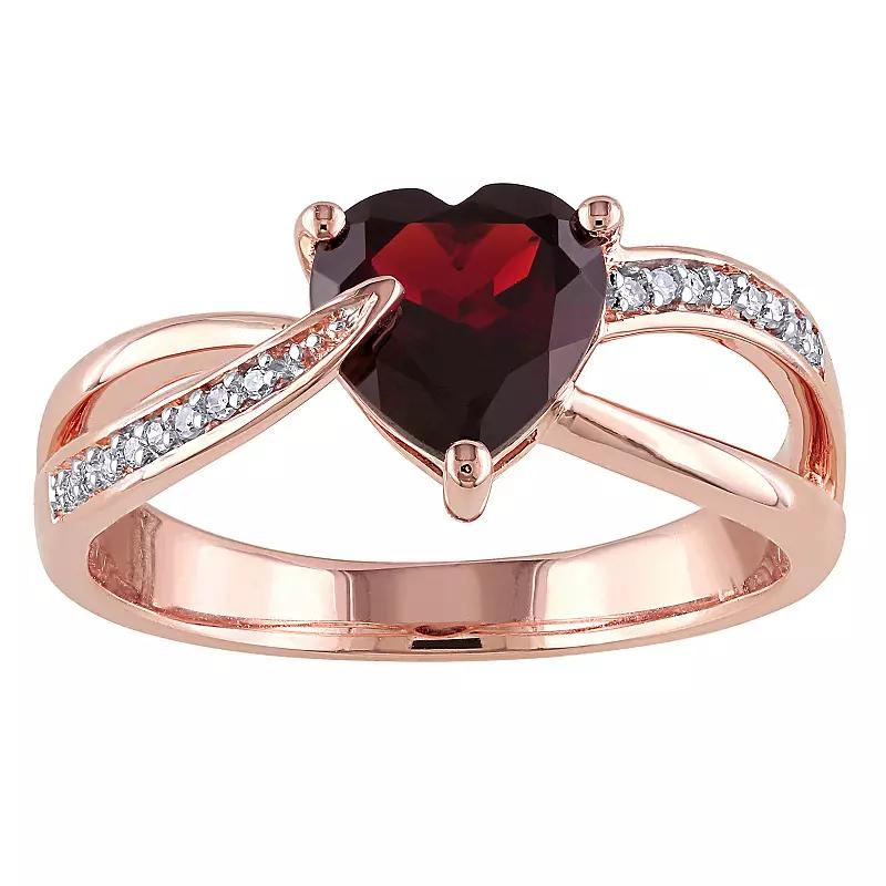 Stella Grace 10k Rose Gold Garnet & Diamond Accent Heart Shaped Ring, Women's,  Product Image