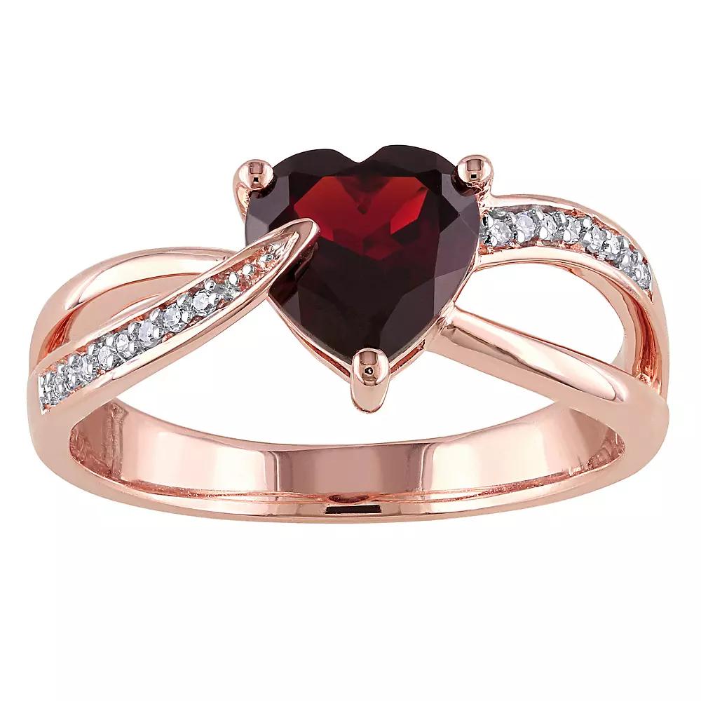 Stella Grace 10k Rose Gold Garnet & Diamond Accent Heart Shaped Ring, Women's,  Product Image