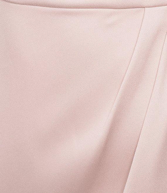 Muse by Marchesa Rhoda Luxe Satin One Shoulder Neck Sleeveless Rosette Pencil Midi Dress Product Image