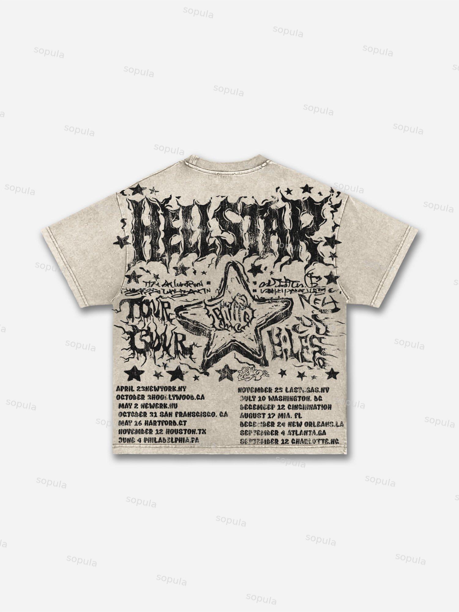 Retro Worldwide Graphic Acid Wash T-shirt Product Image