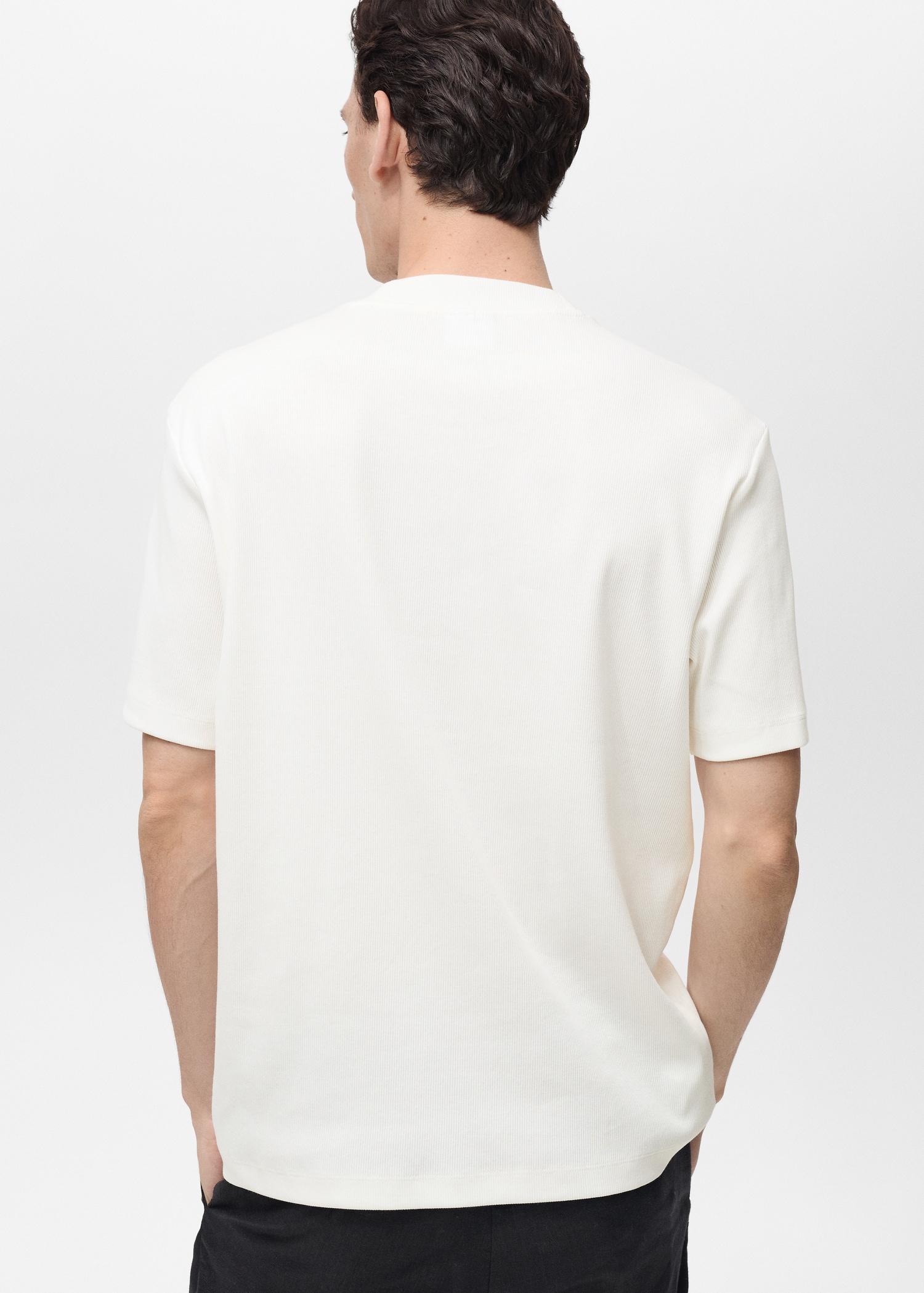 Ribbed cotton t-shirt regular fit - Men | MANGO USA Product Image