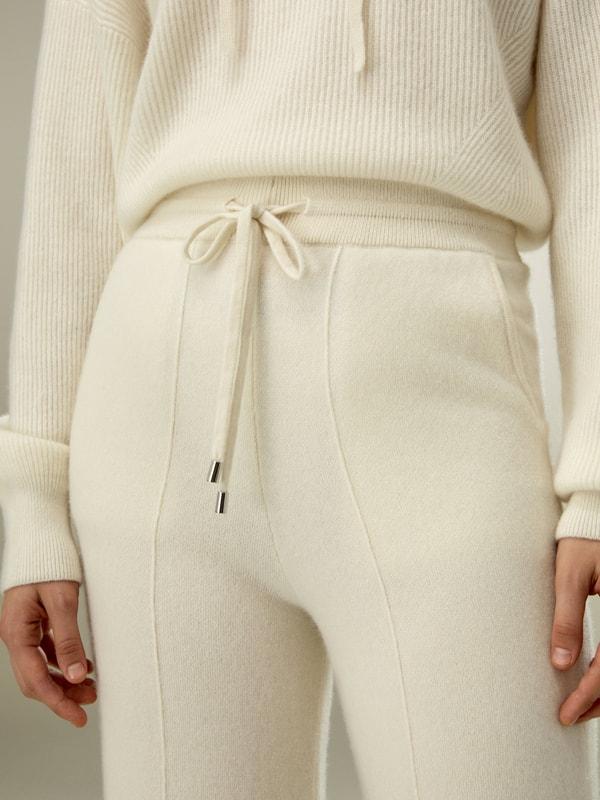 LILYSILK Cashmere Pant - for Women - White 100% Natural Cashmere - Breathable Regular Fit Pants S Product Image
