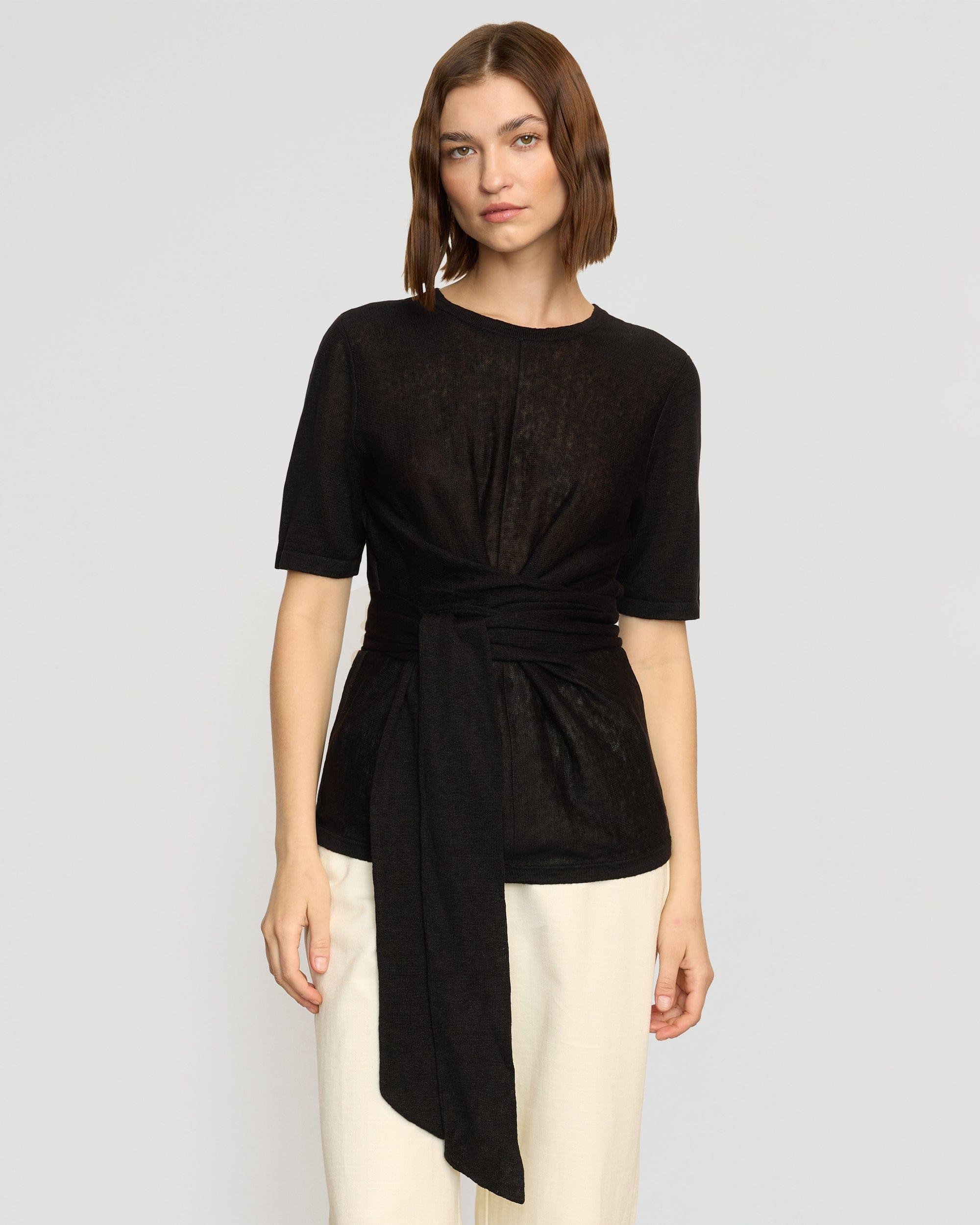 Lark Tie-Front Linen Sweater Product Image