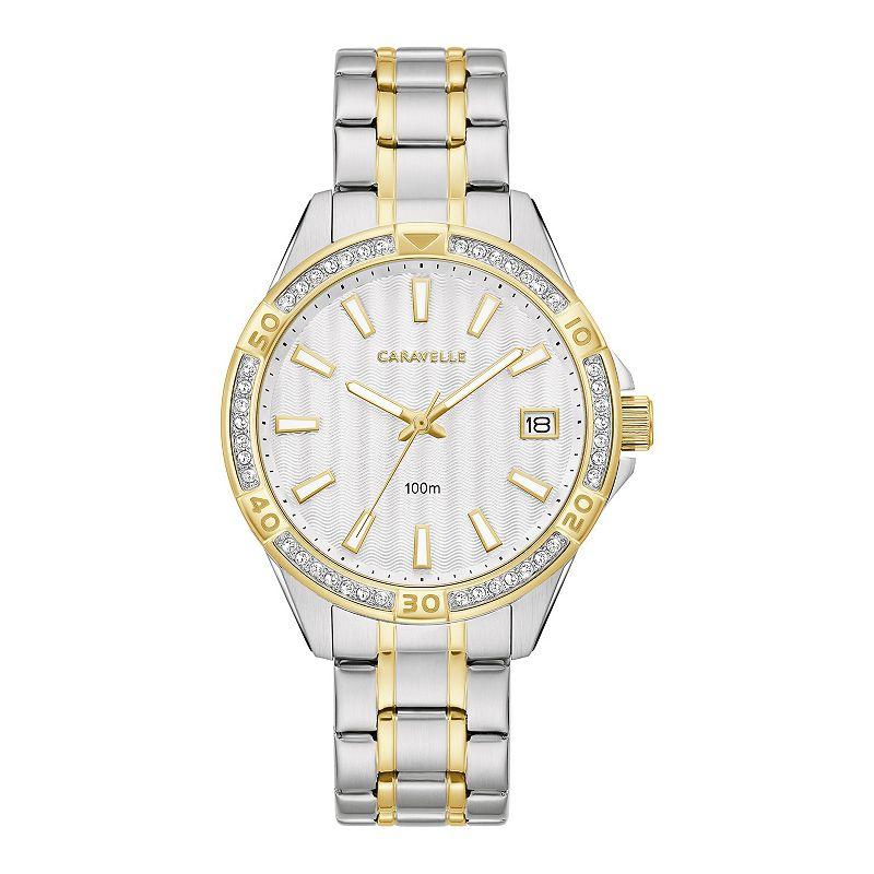 Caravelle by Bulova Womens Aqualuxx Two-Tone Crystal Accent Stainless Steel Watch - 45M120 Gold Silver Product Image