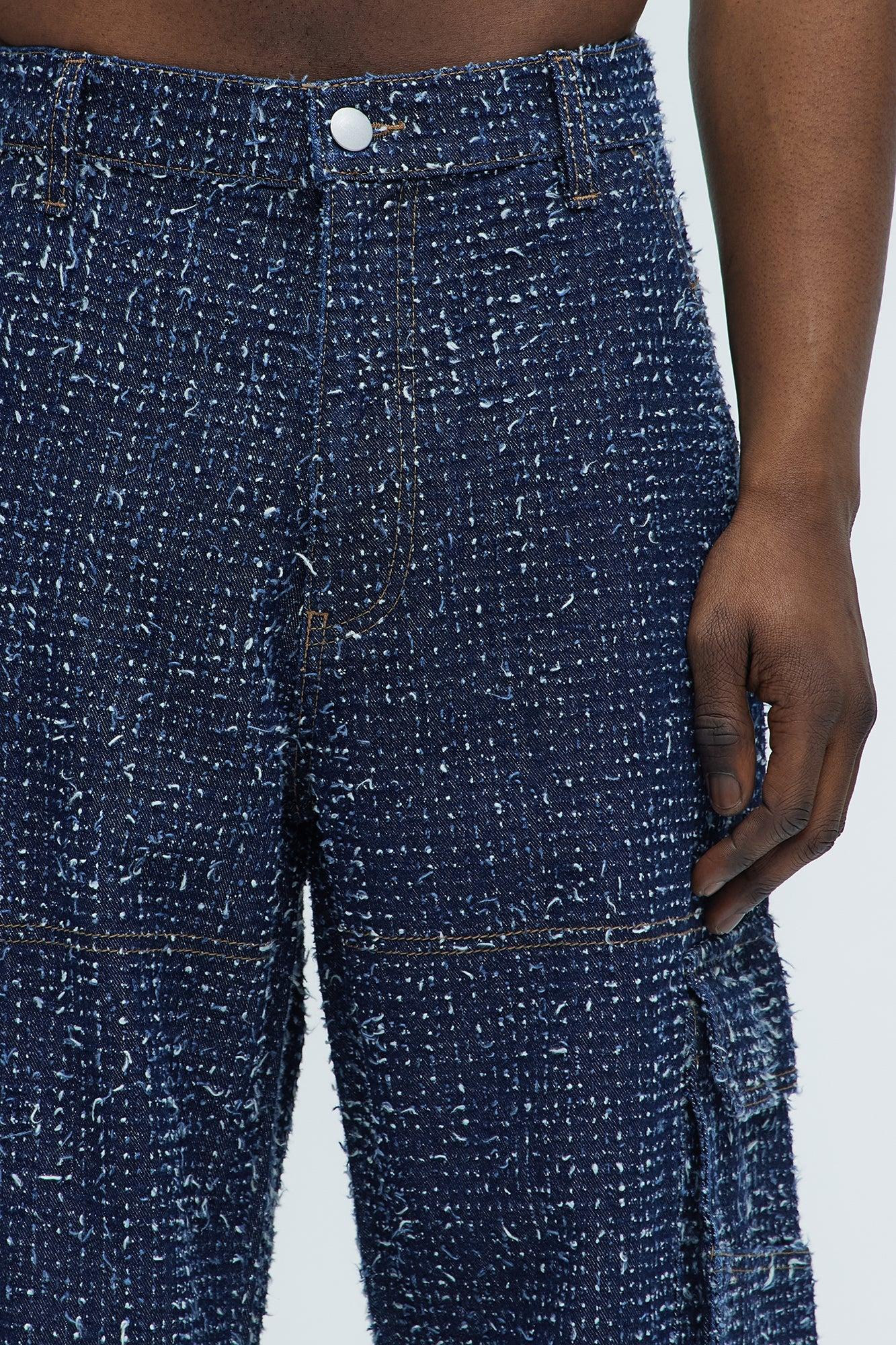 Unleaded Distressed Relaxed Cargo Jeans - Indigo Product Image