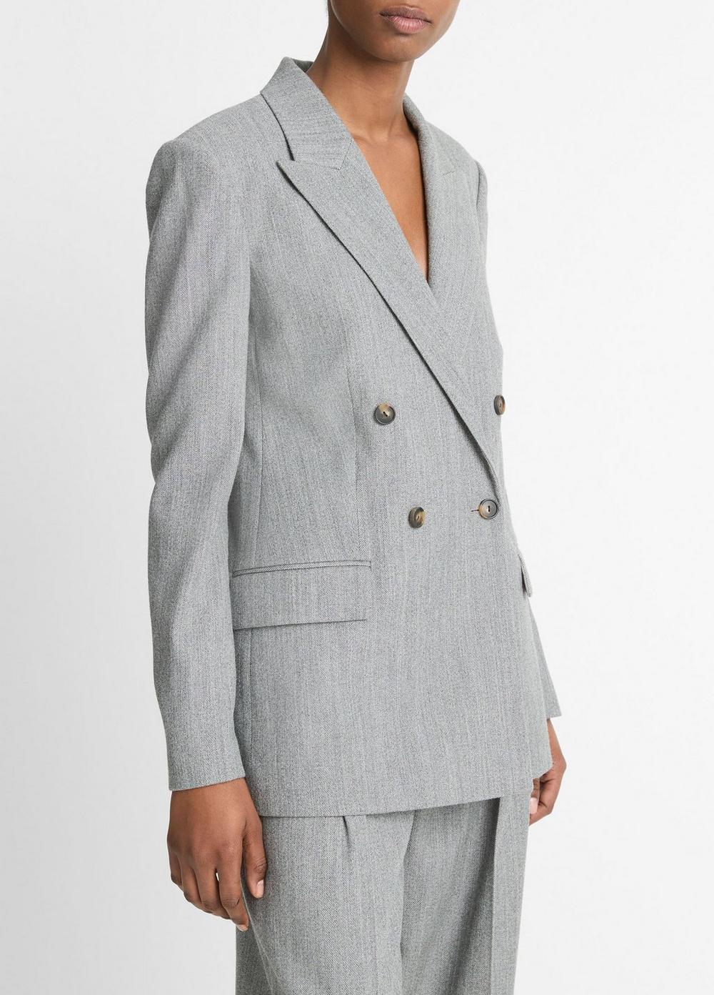 Italian Wool-Blend Twill Double-Breasted Blazer Product Image