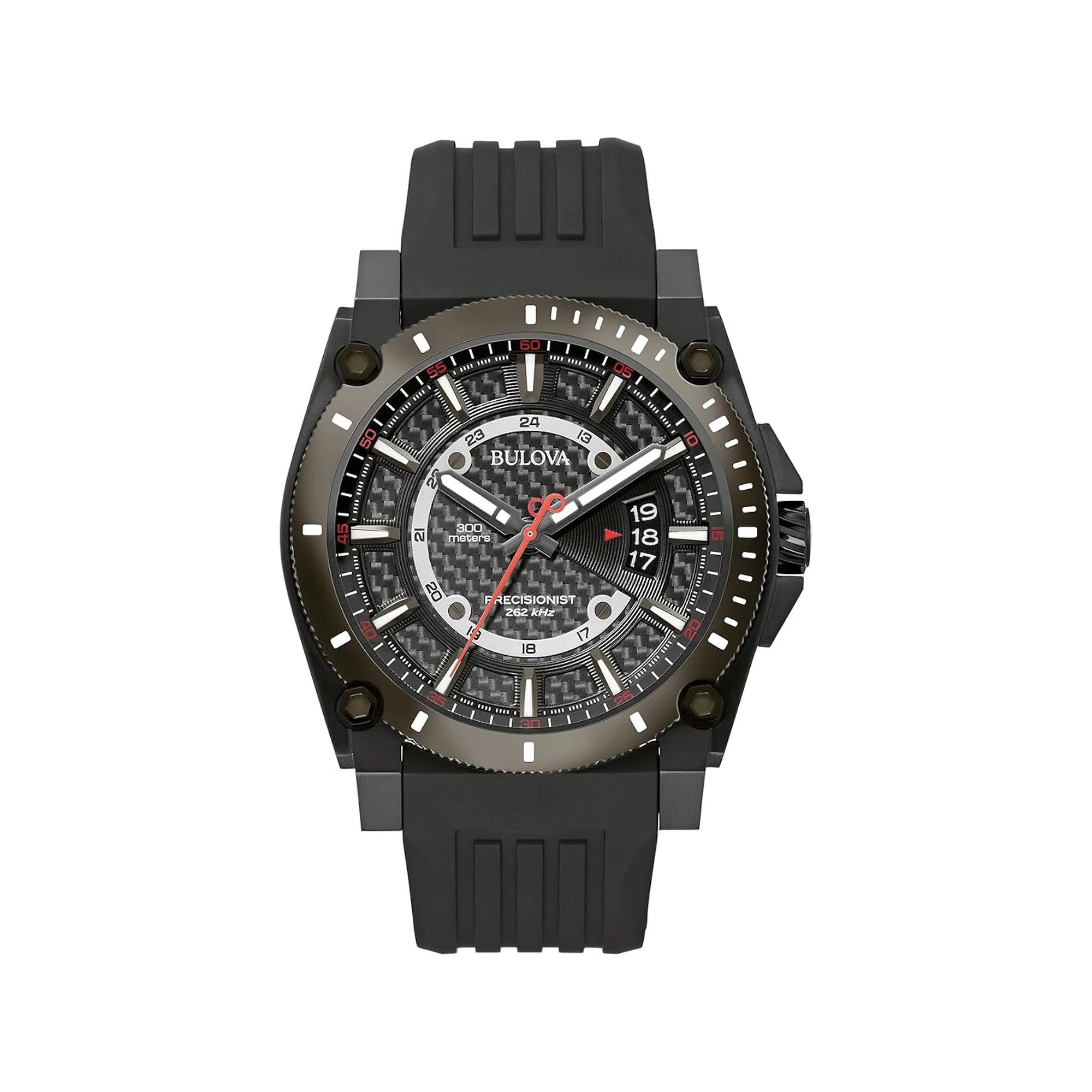 Bulova Men's Icon Black Stainless Steel Calendar Dial Black Silicone Strap Watch - 98B417,  Product Image