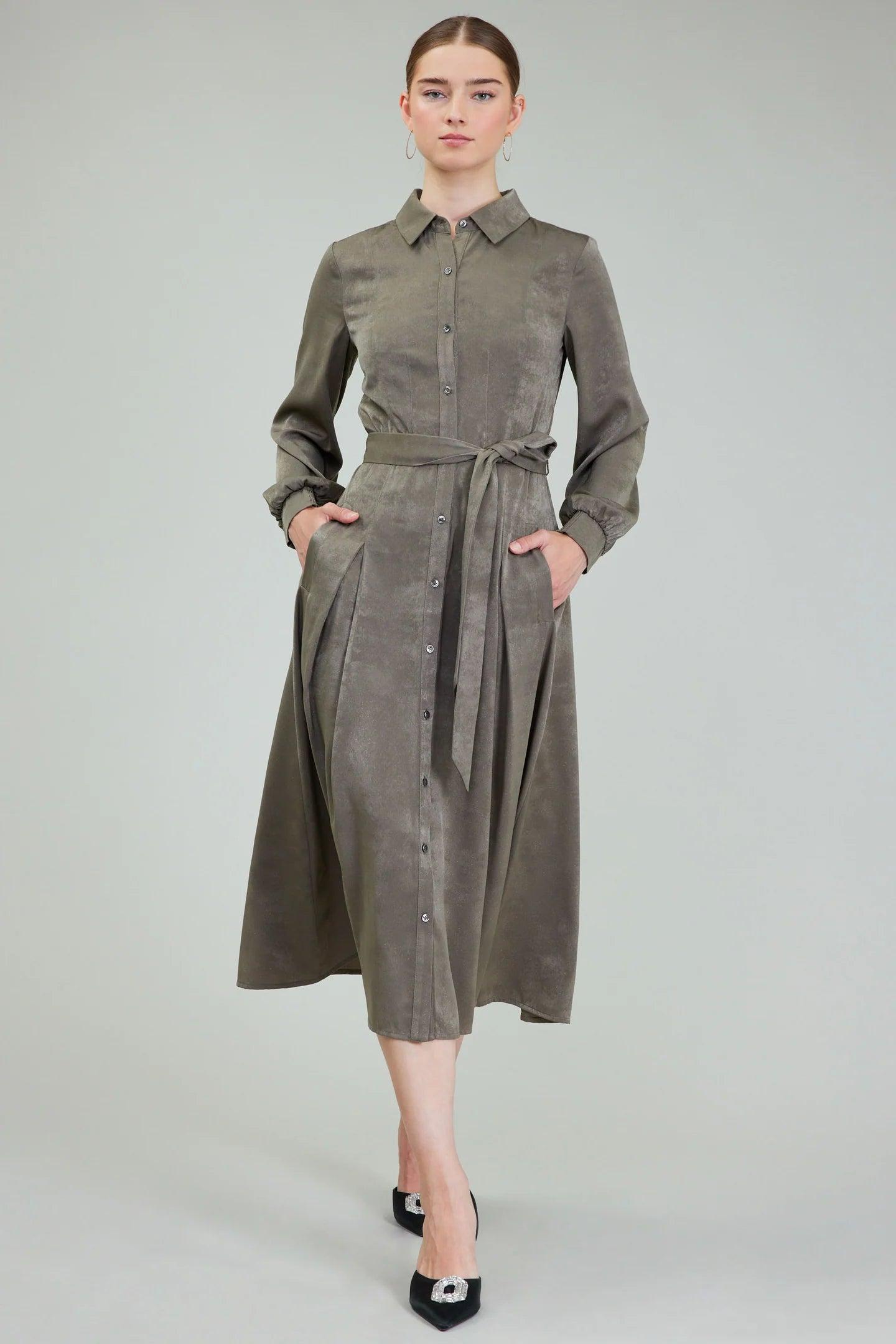 Shirt Dress with Smocked Cuffs Product Image