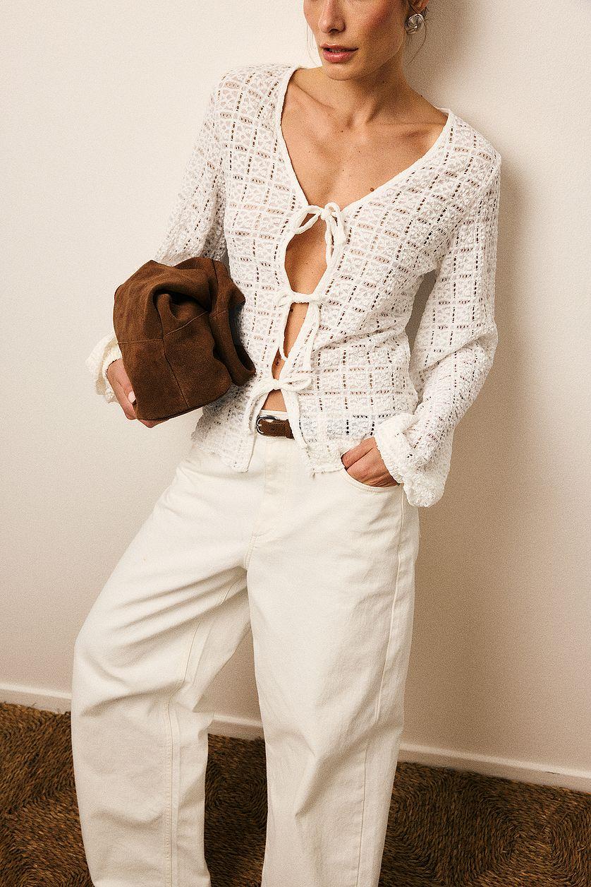 Balloon Sleeve Tie Top Product Image