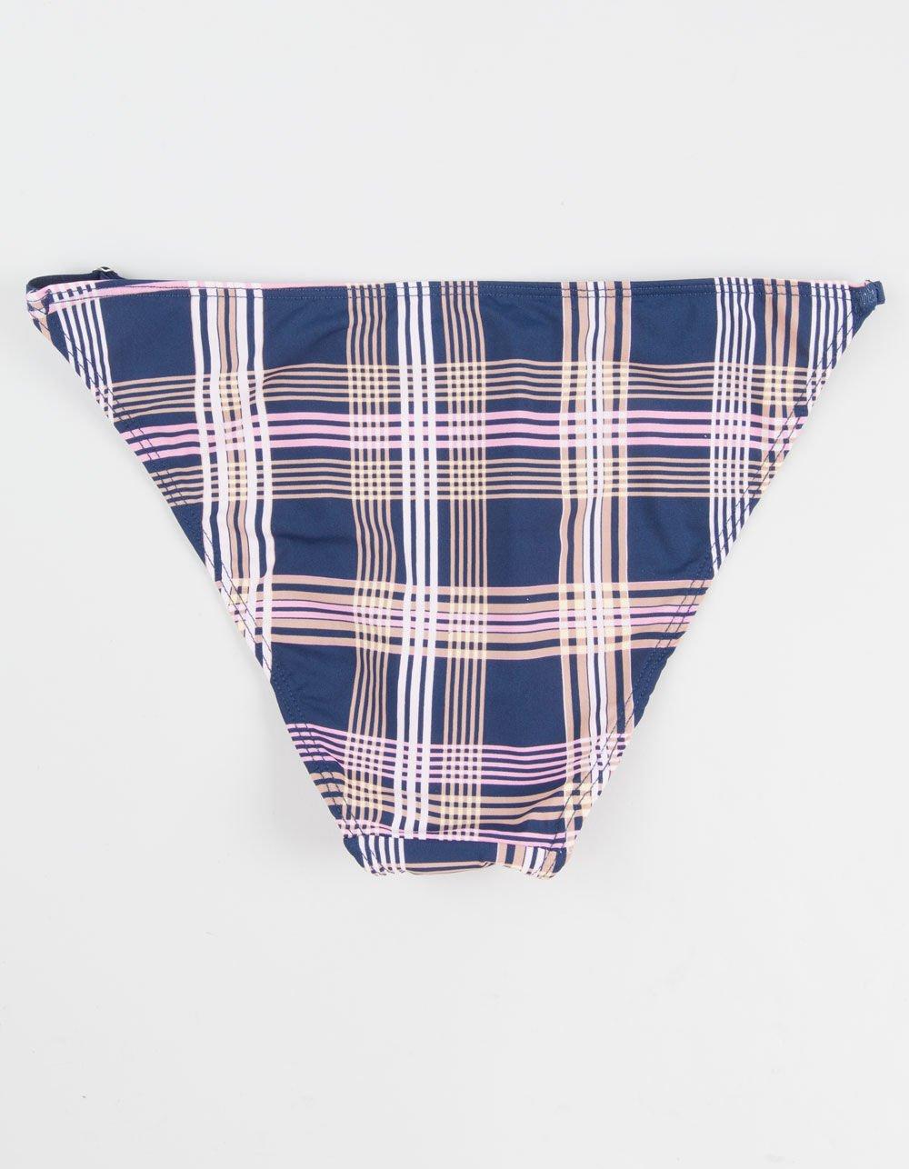 FULL TILT Micro Print Side Strap Bikini Panties - PLAID Product Image