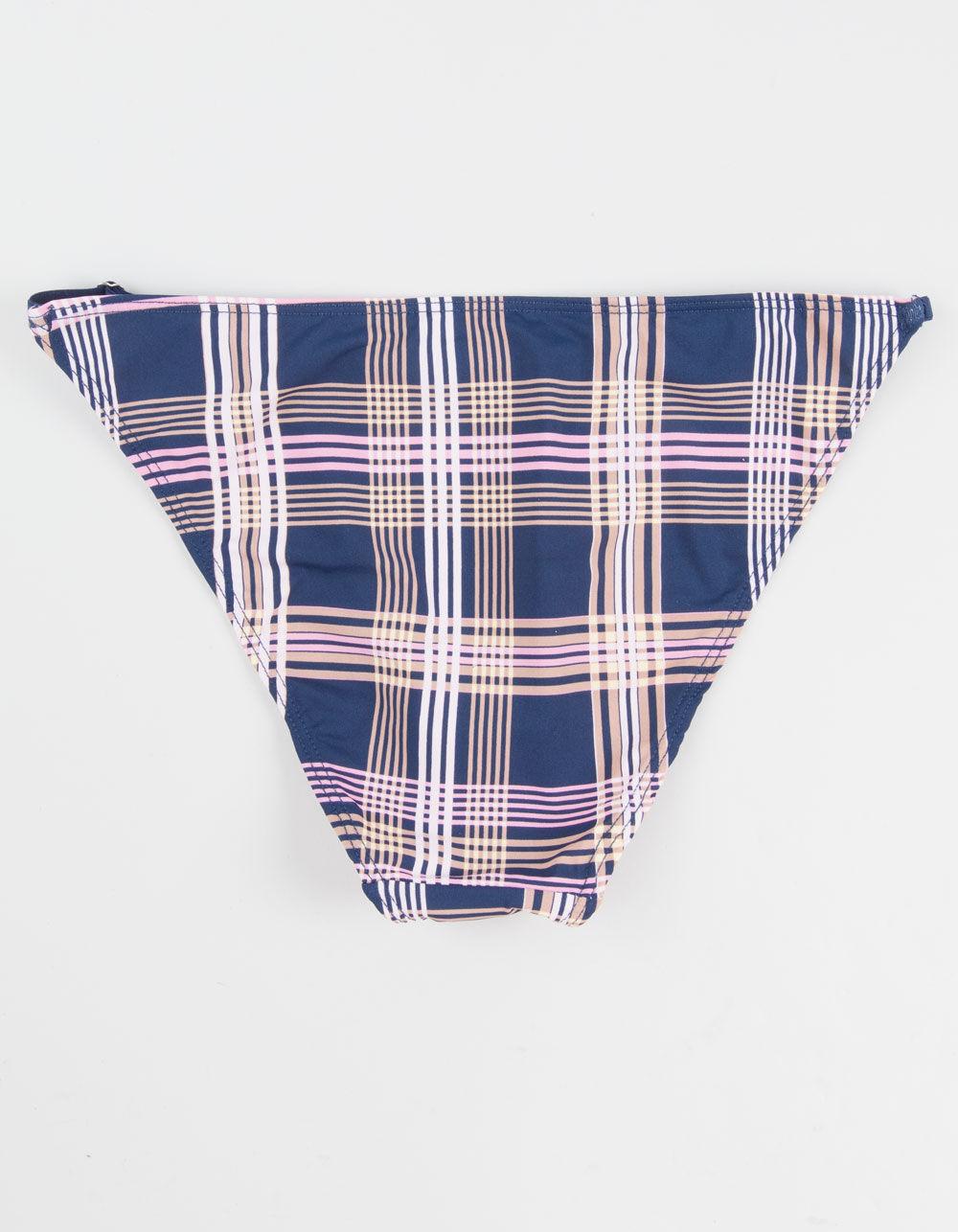 FULL TILT Micro Print Side Strap Bikini Panties - PLAID Product Image