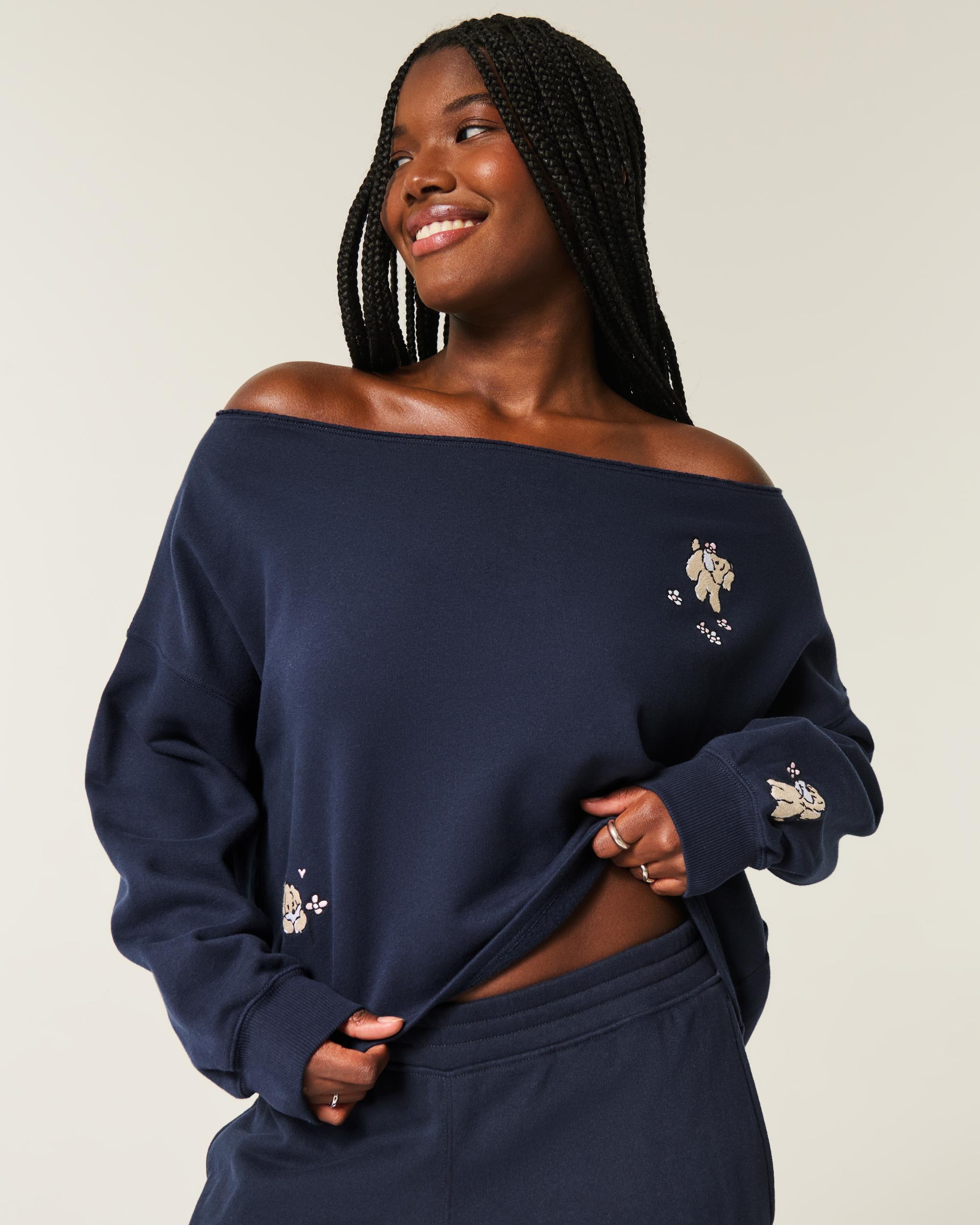 Easy Graphic Double Off-the-Shoulder Sweatshirt Product Image