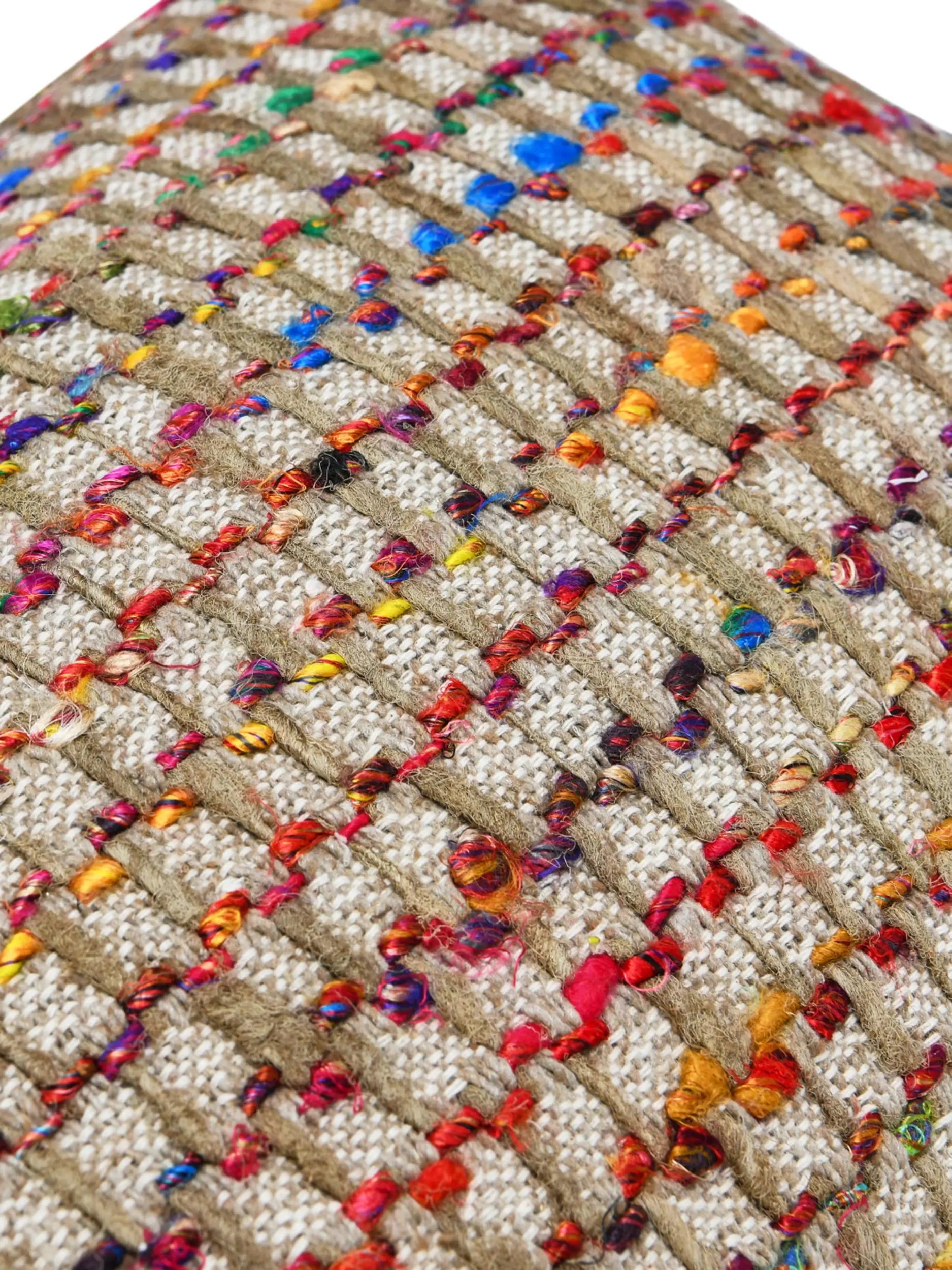 Cotton Patti Pillow - Embroidered Pink Flower Product Image