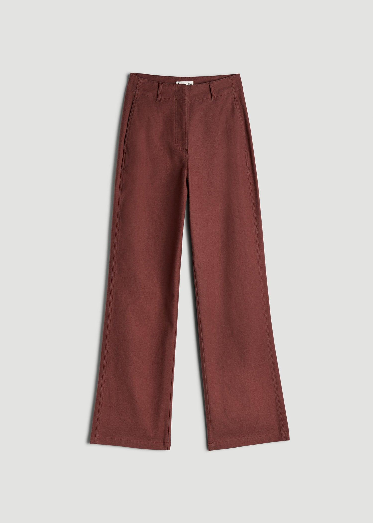 High-Rise Wide-Leg Flat-Front Chino Pants for Tall Women in Intense Rust Female Product Image