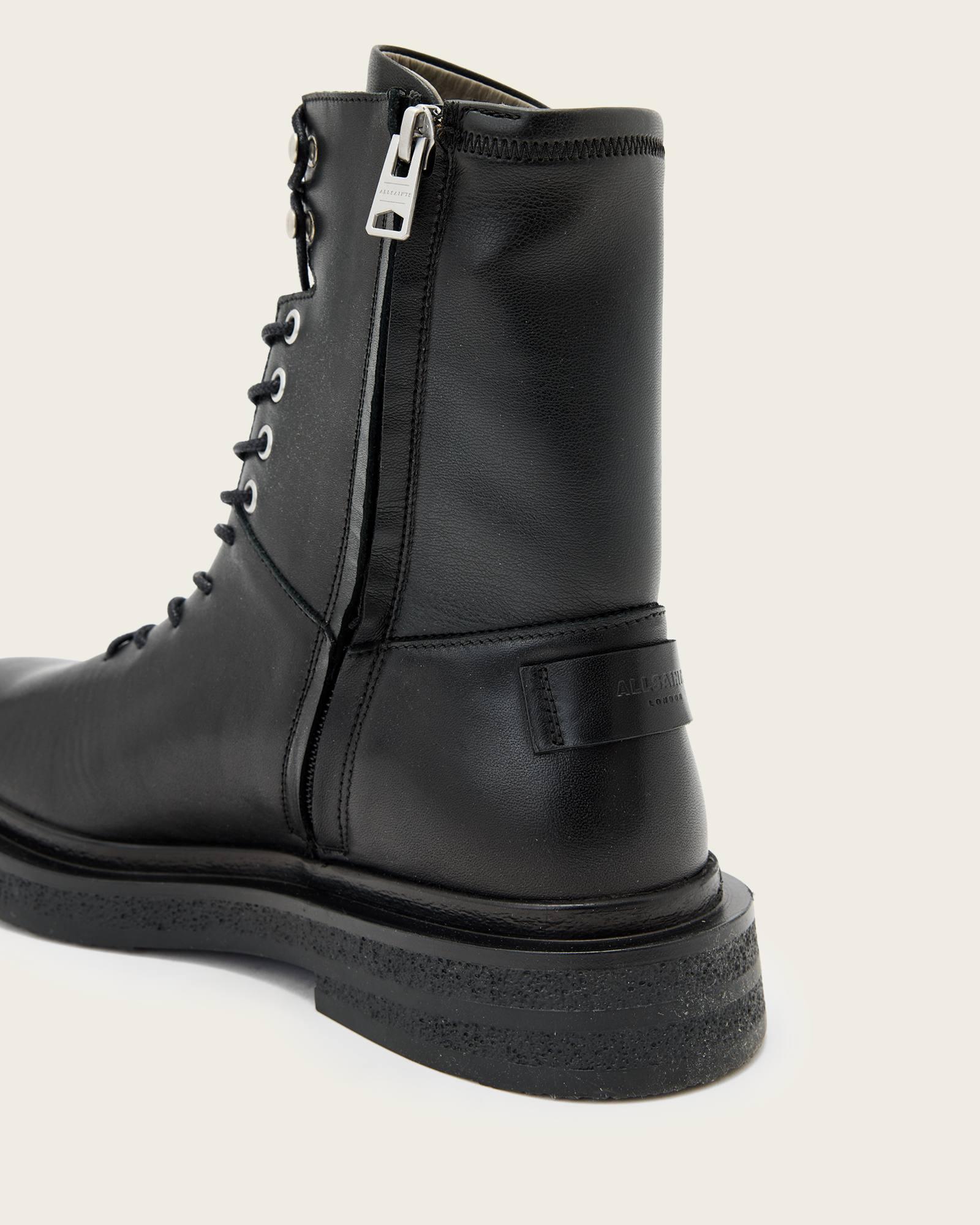 Escher Lace Up Leather Boots Black | ALLSAINTS US Product Image