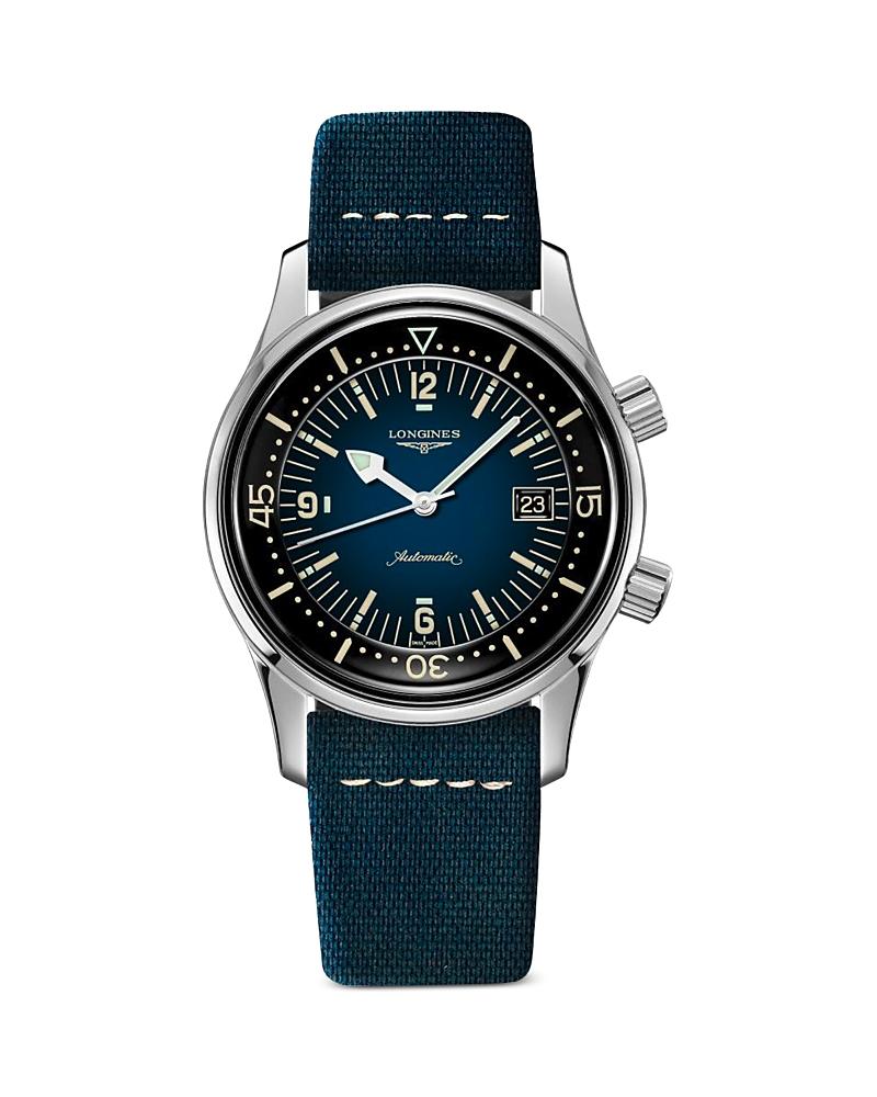 Longines Mens Legend Diver Automatic Blue Leather Strap Watch Product Image