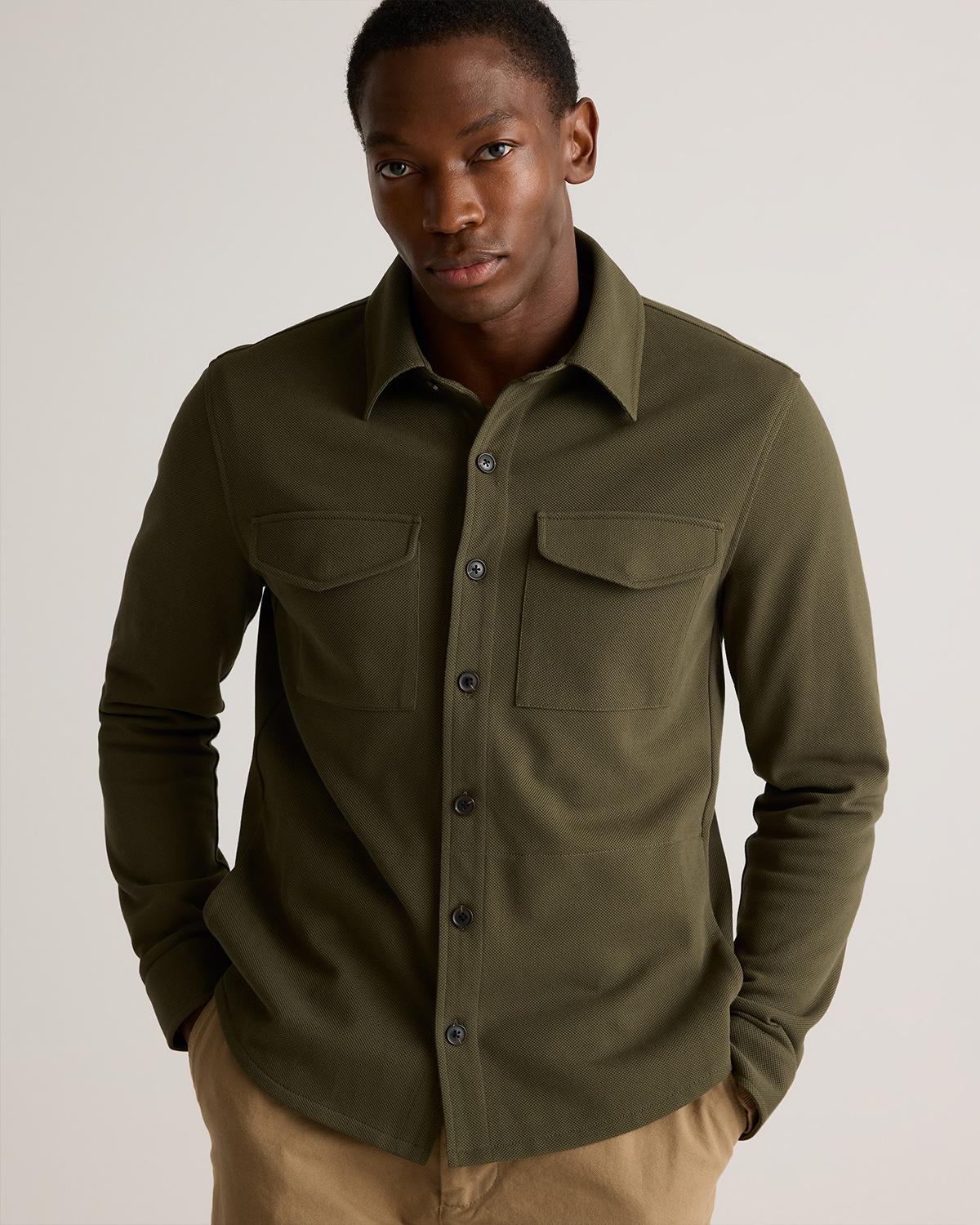Quince | Men's Cotton Pique Knit Overshirt Organic Cotton Product Image